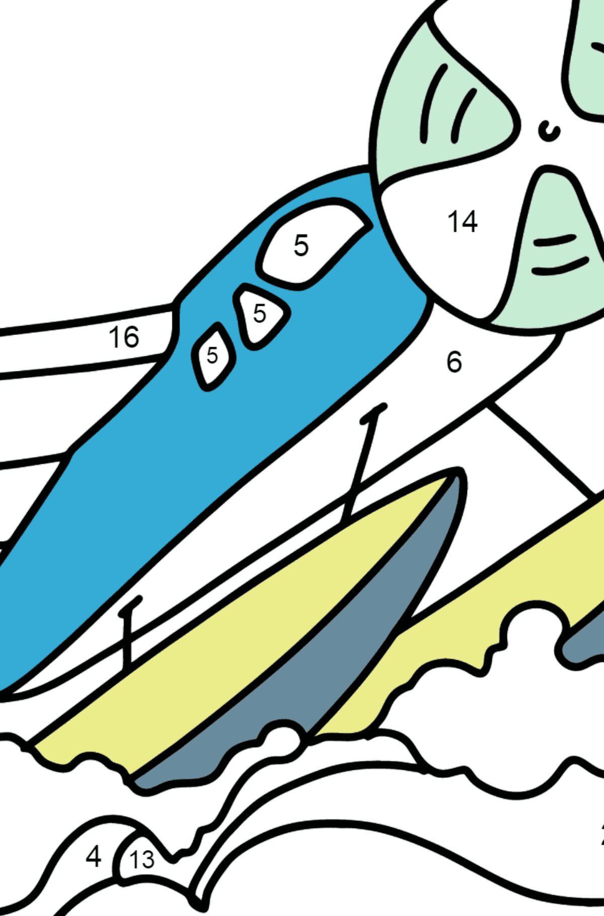Amphibious Airplane Ausmalbild - Malen nach Zahlen für Kinder
