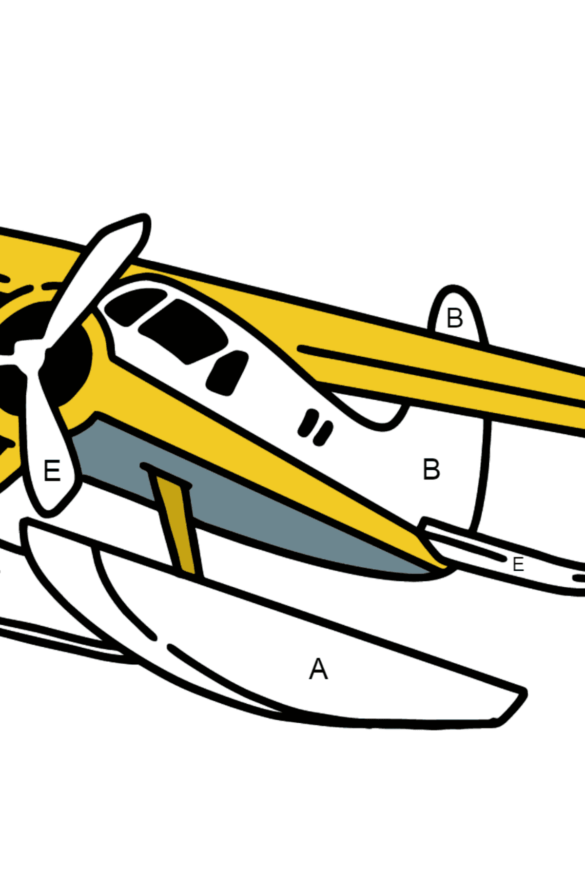 Раскраска Реактивный самолет БЕ-200 - По Буквам для Детей