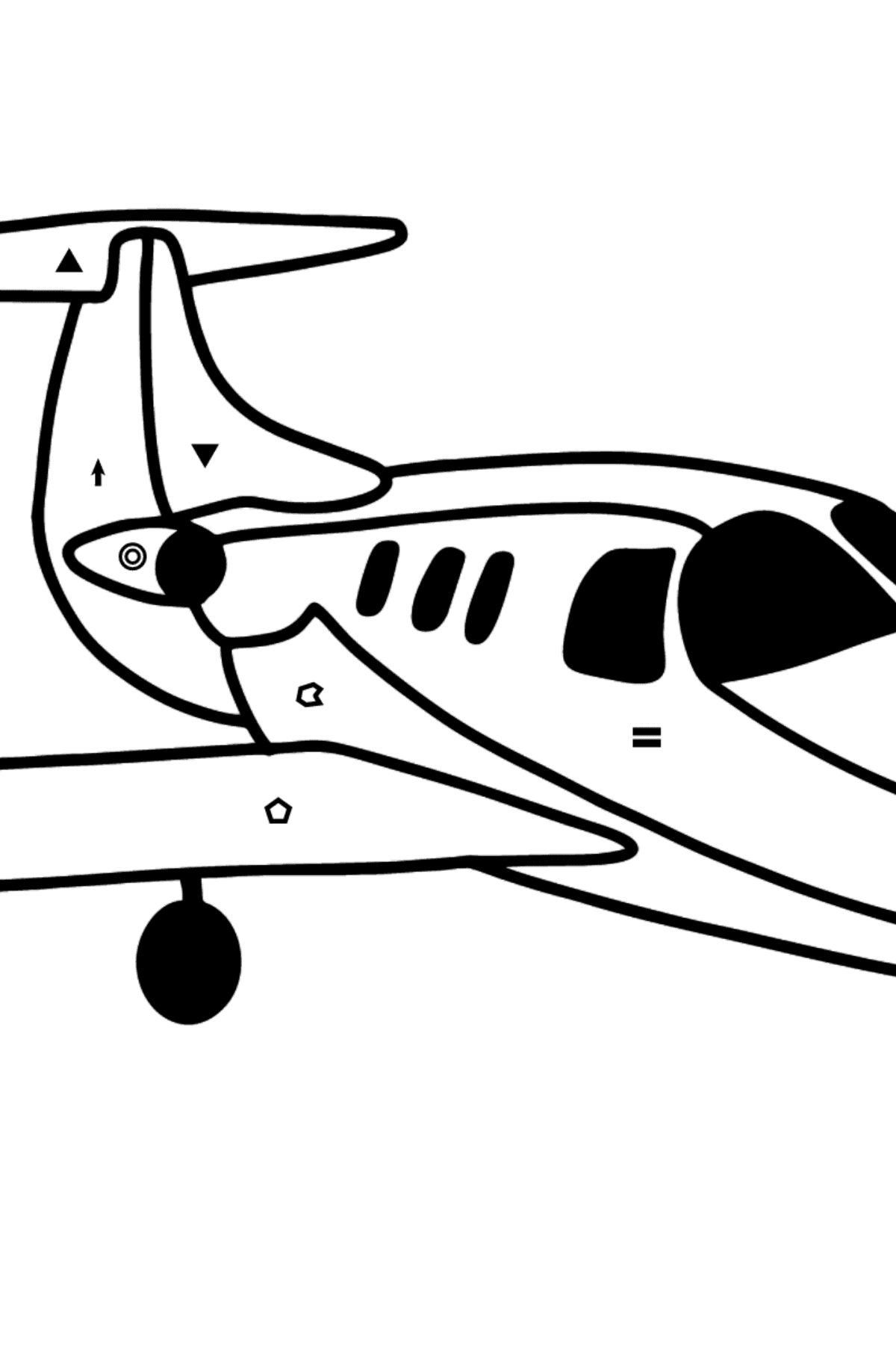 Dibujo de Jet Privado para colorear - Colorear por Símbolos para Niños