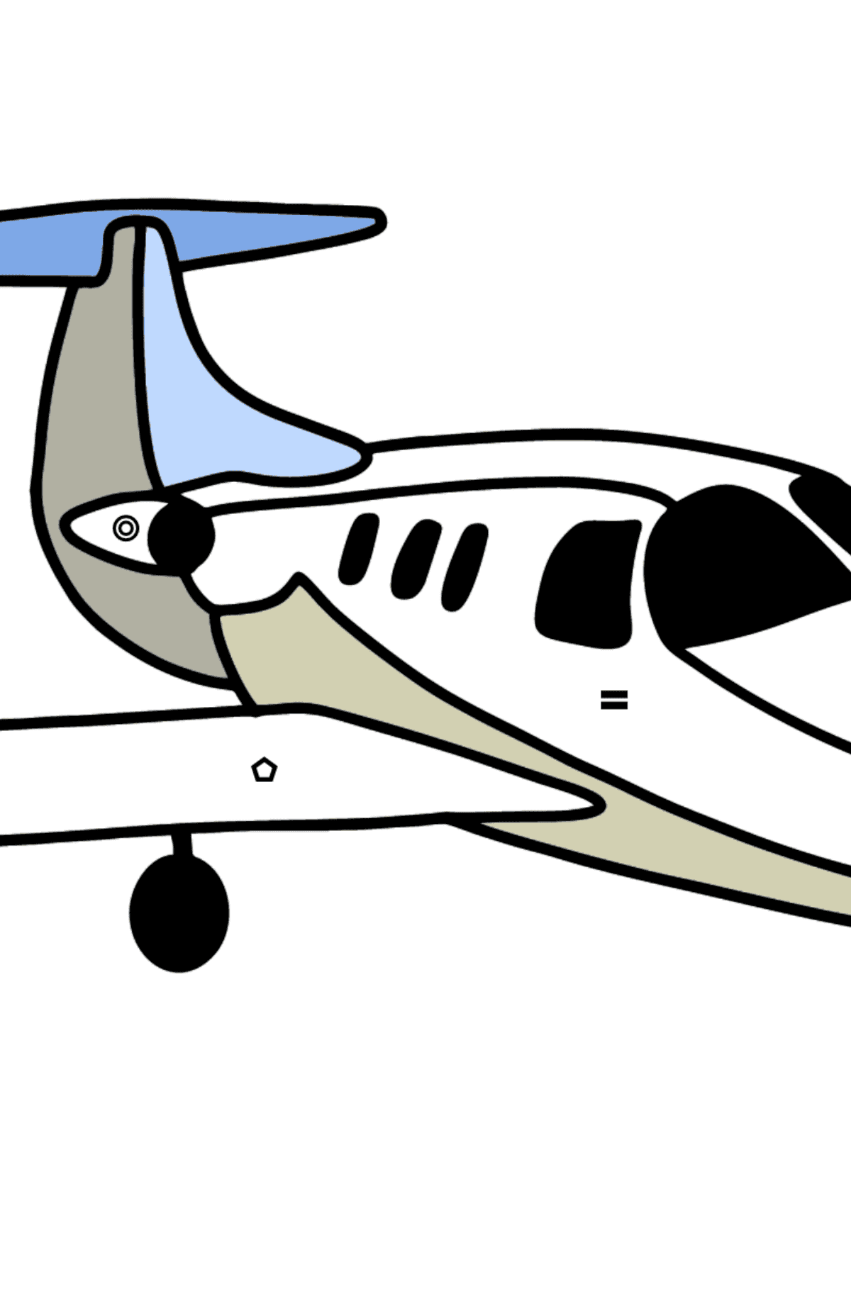 Раскраска Частный самолет - Полезная картинка для Детей