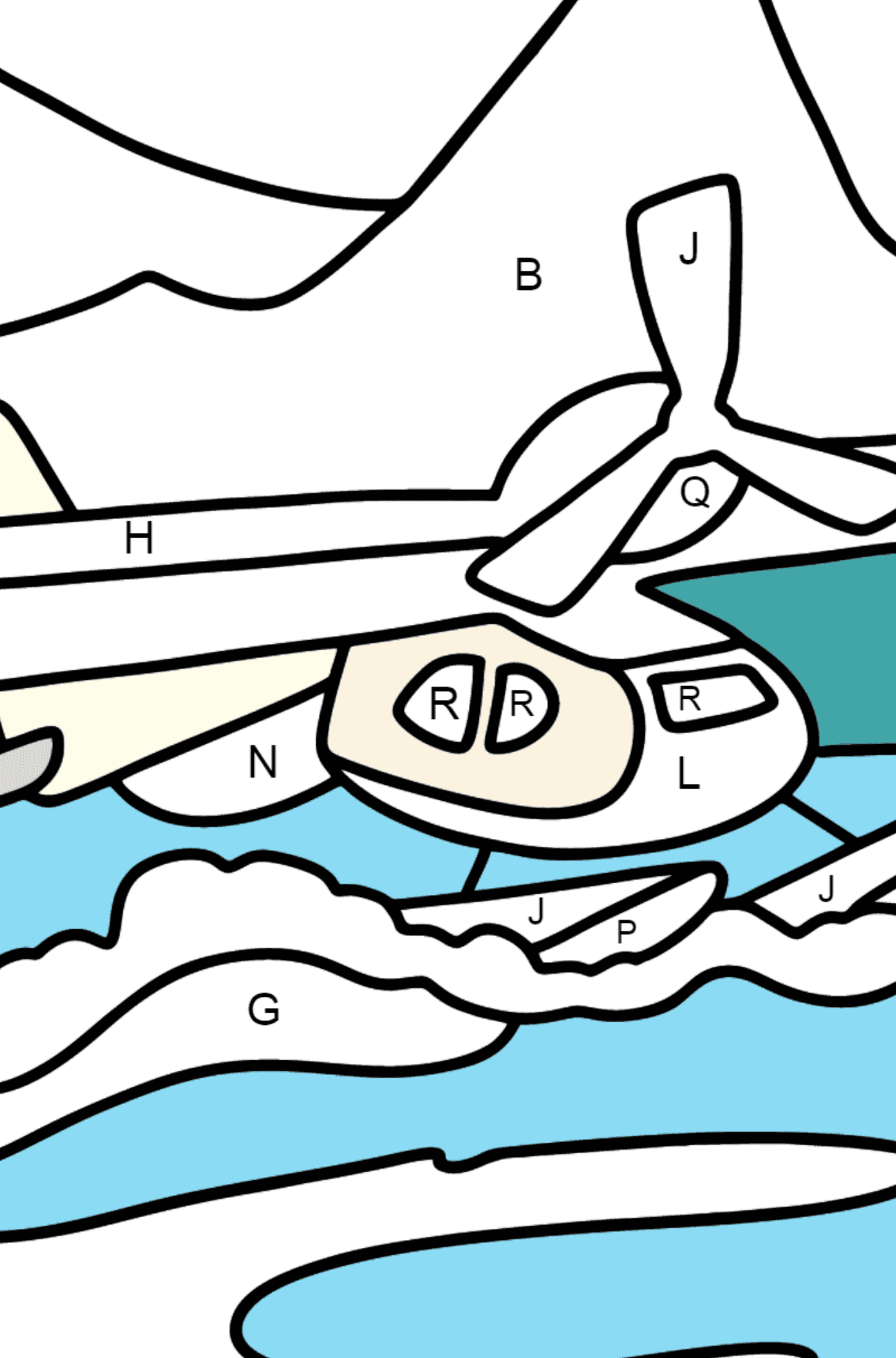 Seaplane coloring page - Coloring by Letters for Kids