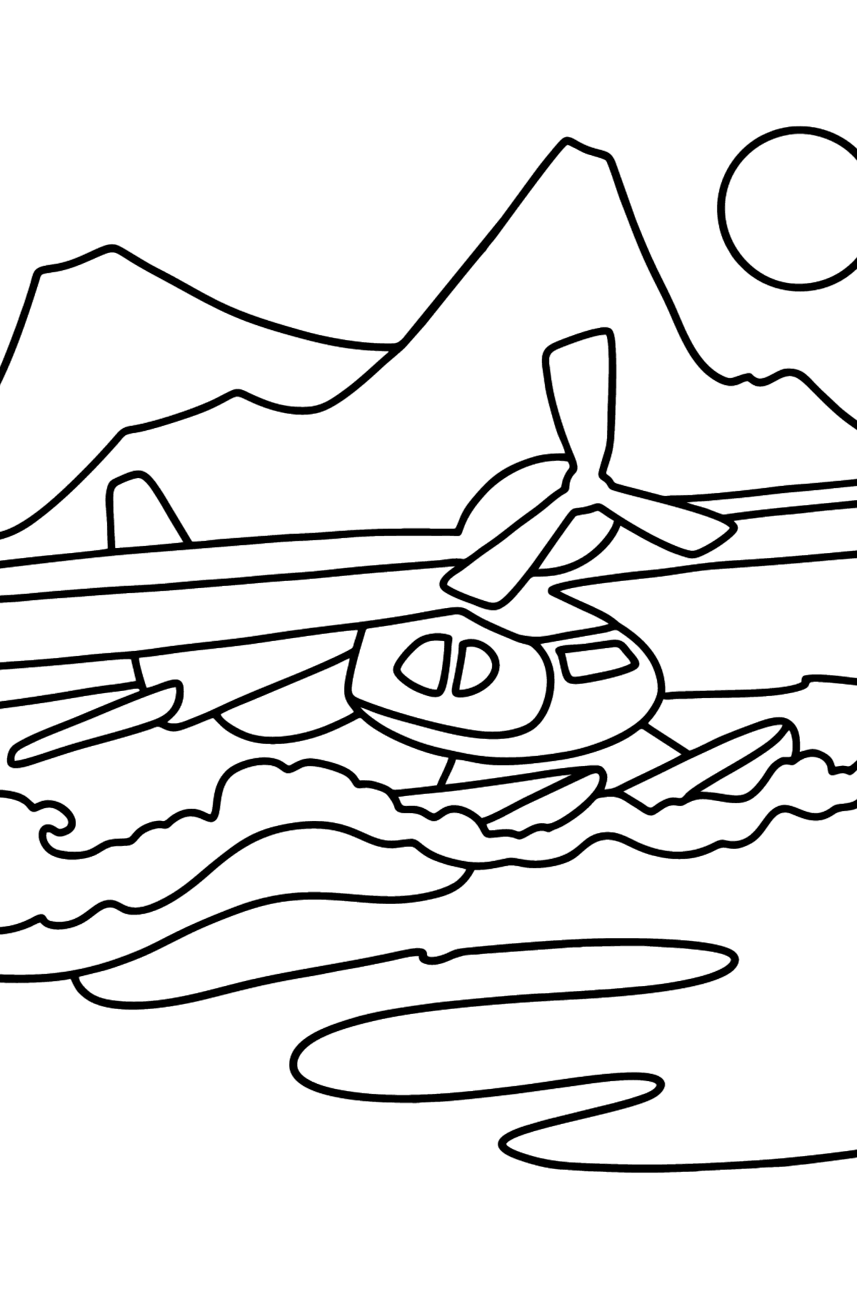 Tegning til farvning lille vandflyver - Tegninger til farvelægning for børn