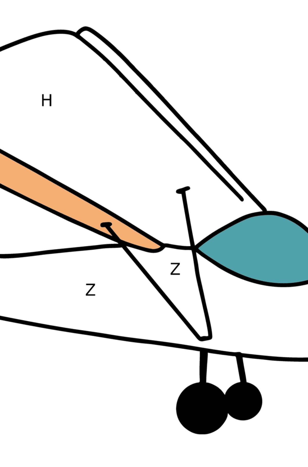 Disegno di Aereo piccolo da colorare - Colorare per lettere per bambini
