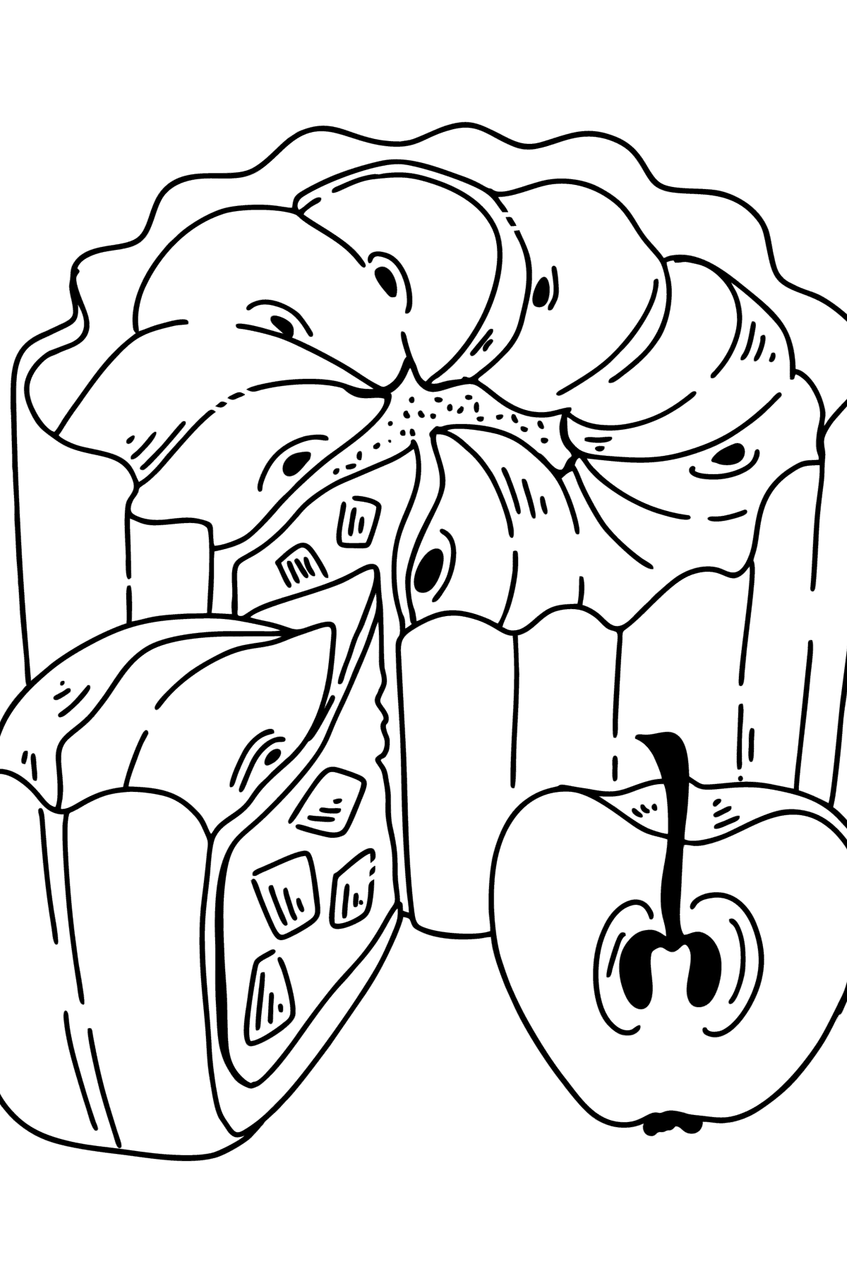 Раскраска Яблочный пирог или Шарлотка - Картинки для Детей