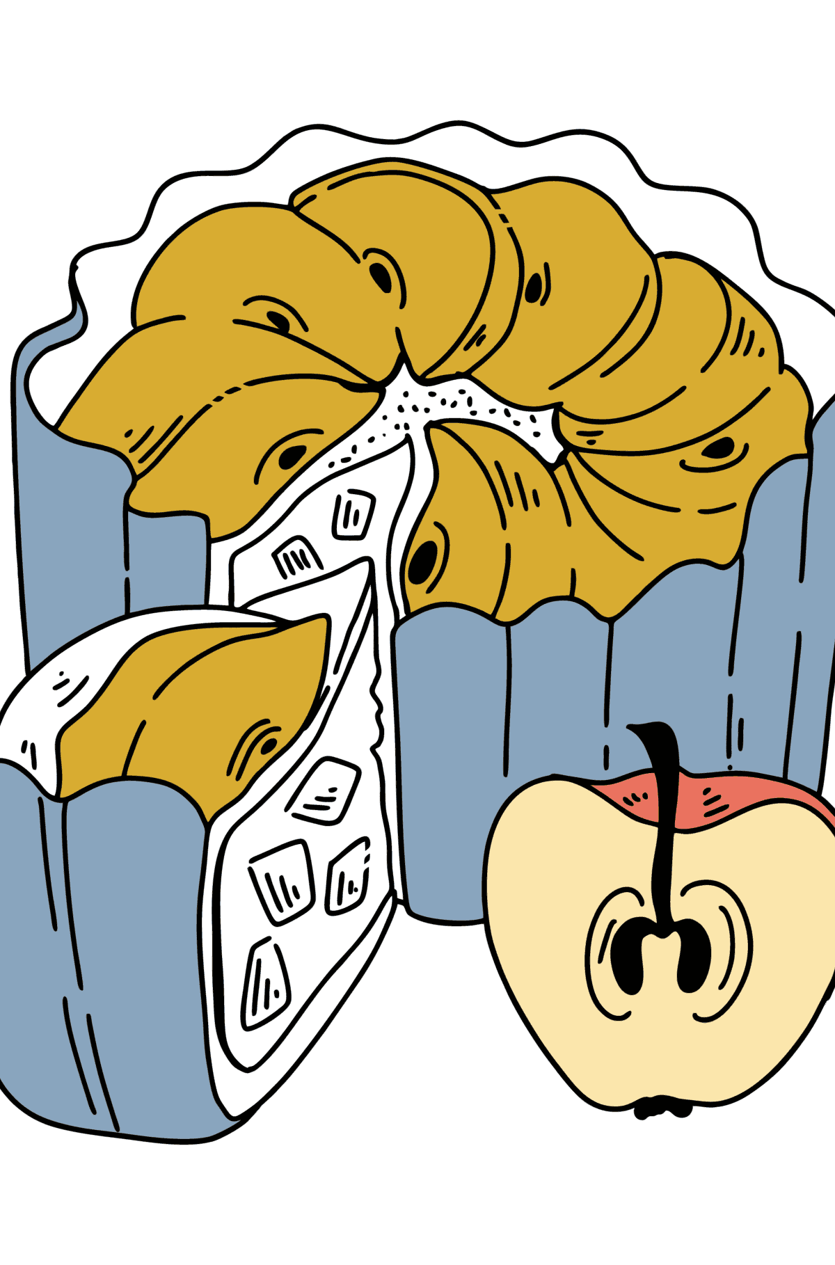 Раскраска Яблочный пирог или Шарлотка - Картинки для Детей