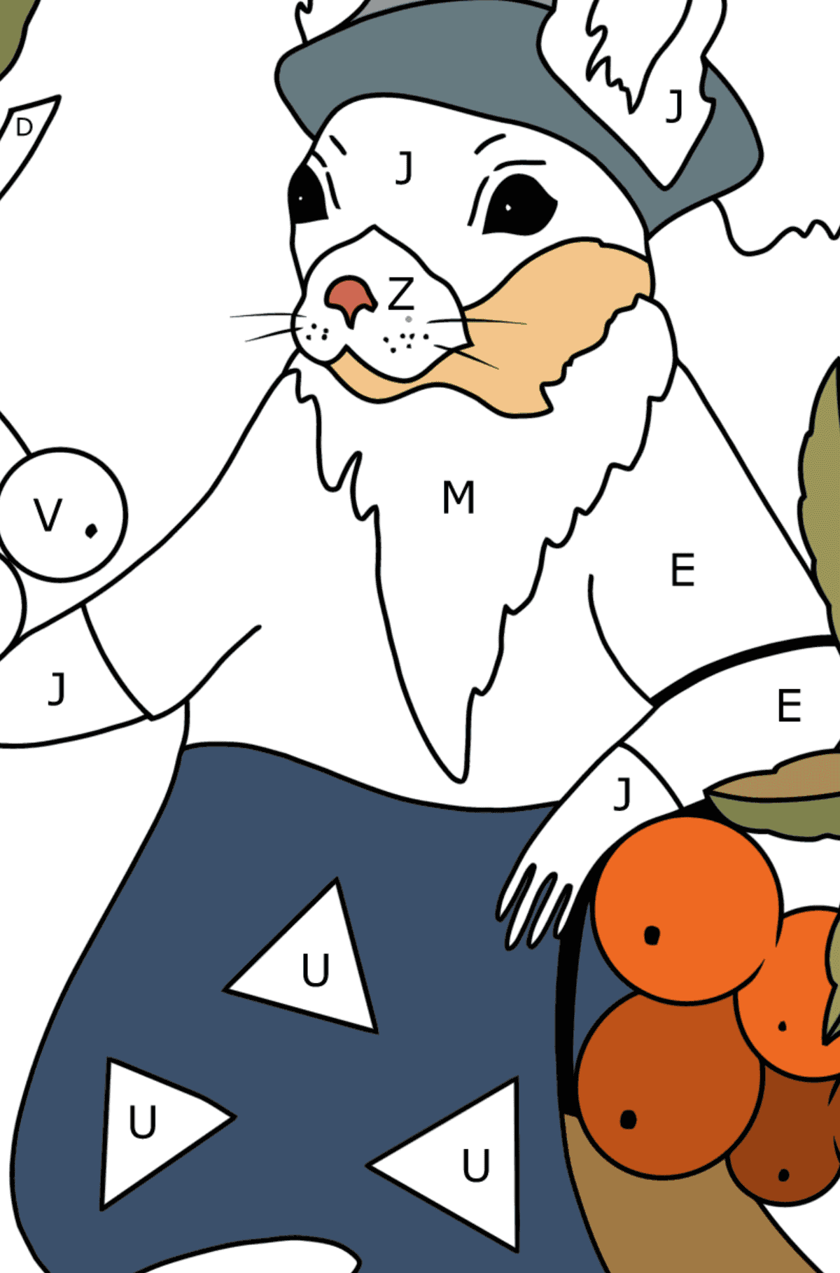 Scoiattolo - Disegno da colorare per bambini - Colorare per lettere per bambini