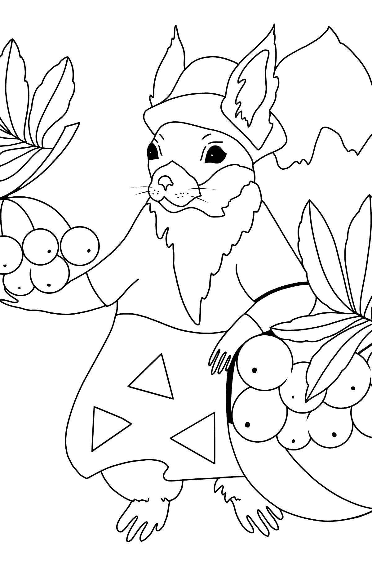 Autumn Coloring Page - Rowanberry Harvest Time for Kids 
