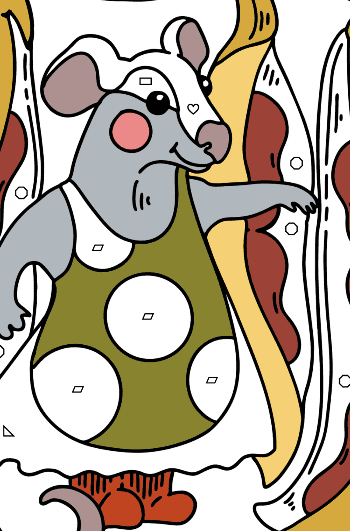 Раскраска - милая мышка - Картинка высокого качества для Детей