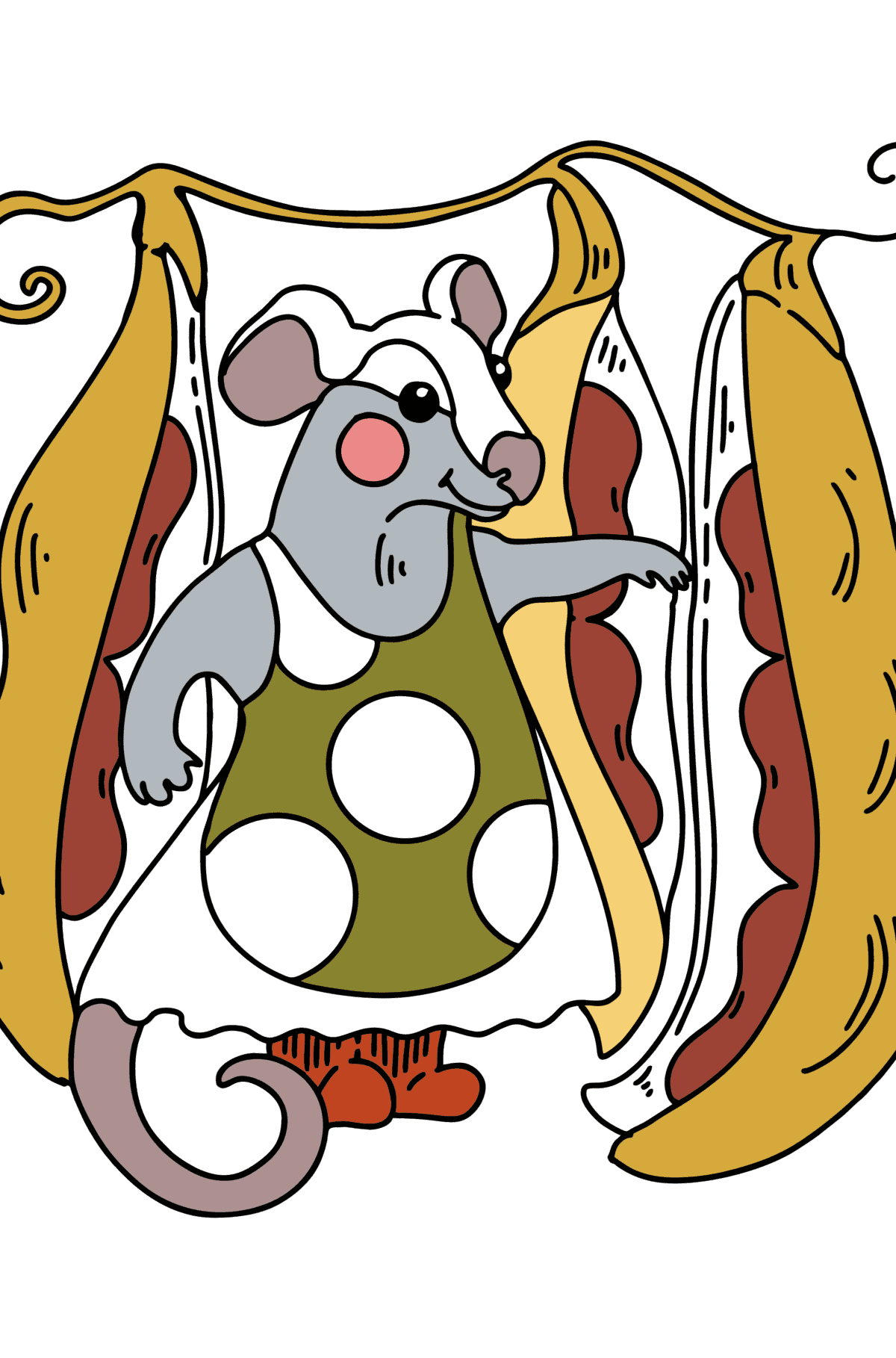 Dibujo para colorear - Ratón lindo - Dibujos para Colorear para Niños