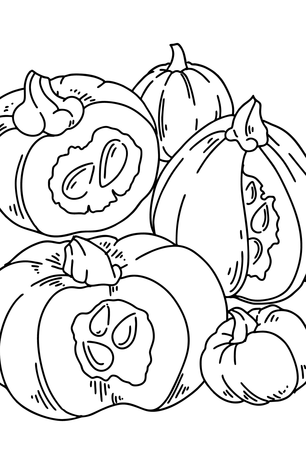 Desenho para colorir Outono - Colheita de abóbora - Imagens para Colorir para Crianças