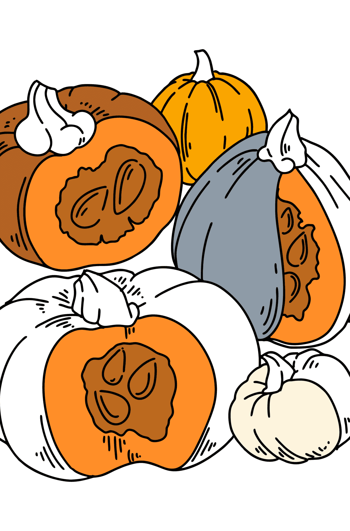 Coloring page Autumn - Pumpkin harvest - Coloring Pages for Kids