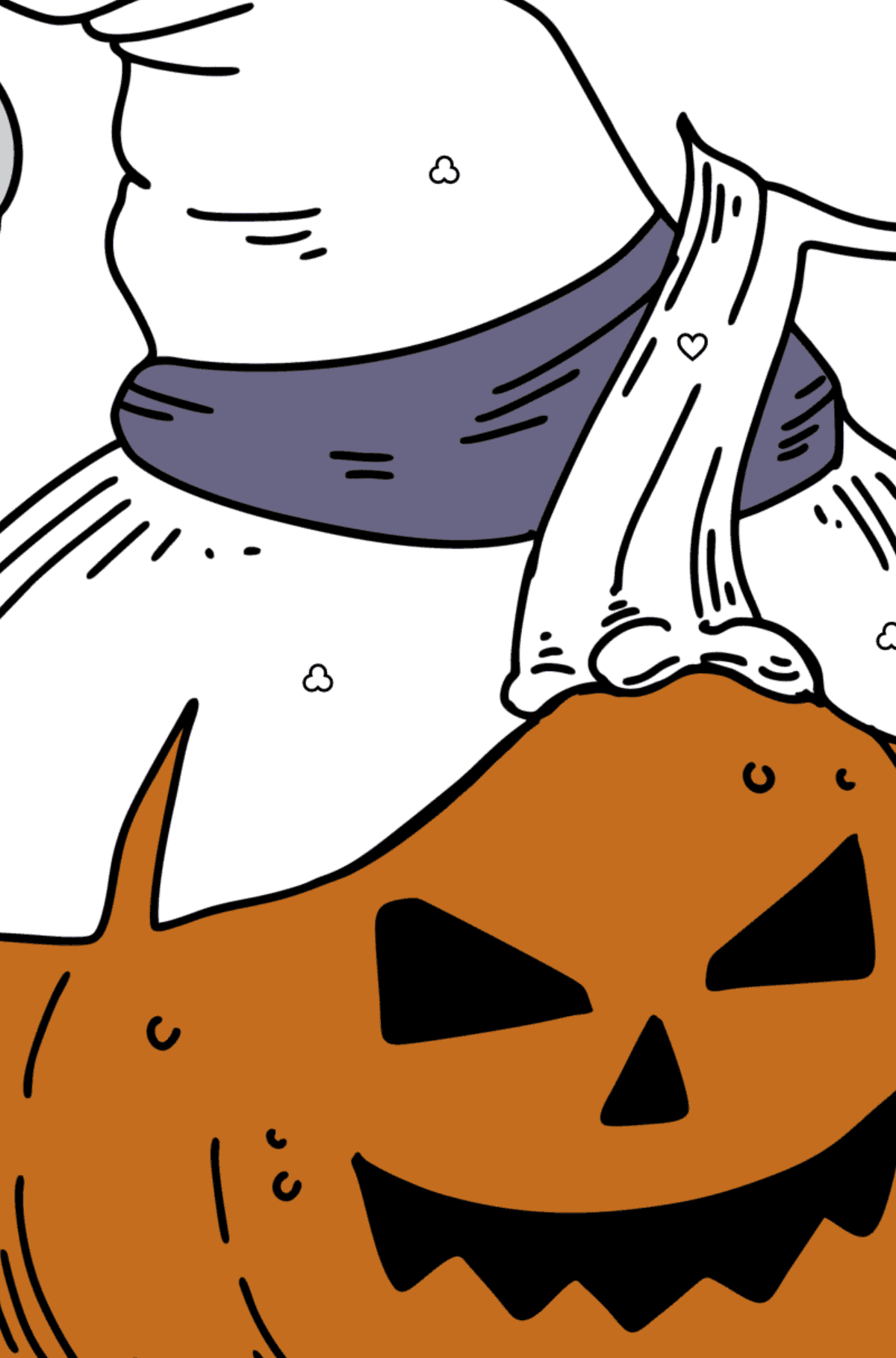 Desenho para colorir - Abóbora com um chapéu no Halloween - Colorir por Símbolos para Crianças