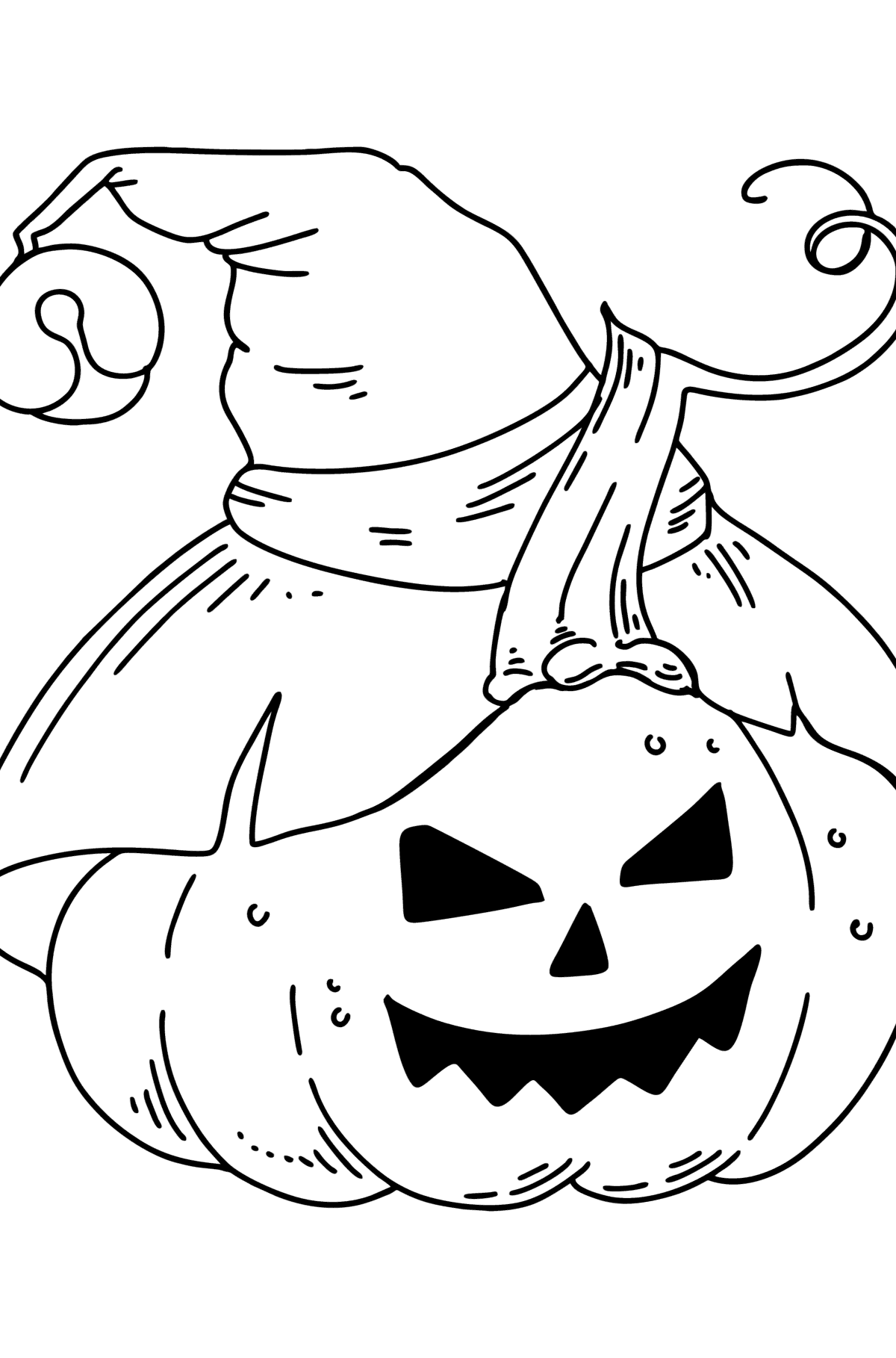Desenho para colorir - Abóbora com um chapéu no Halloween - Imagens para Colorir para Crianças
