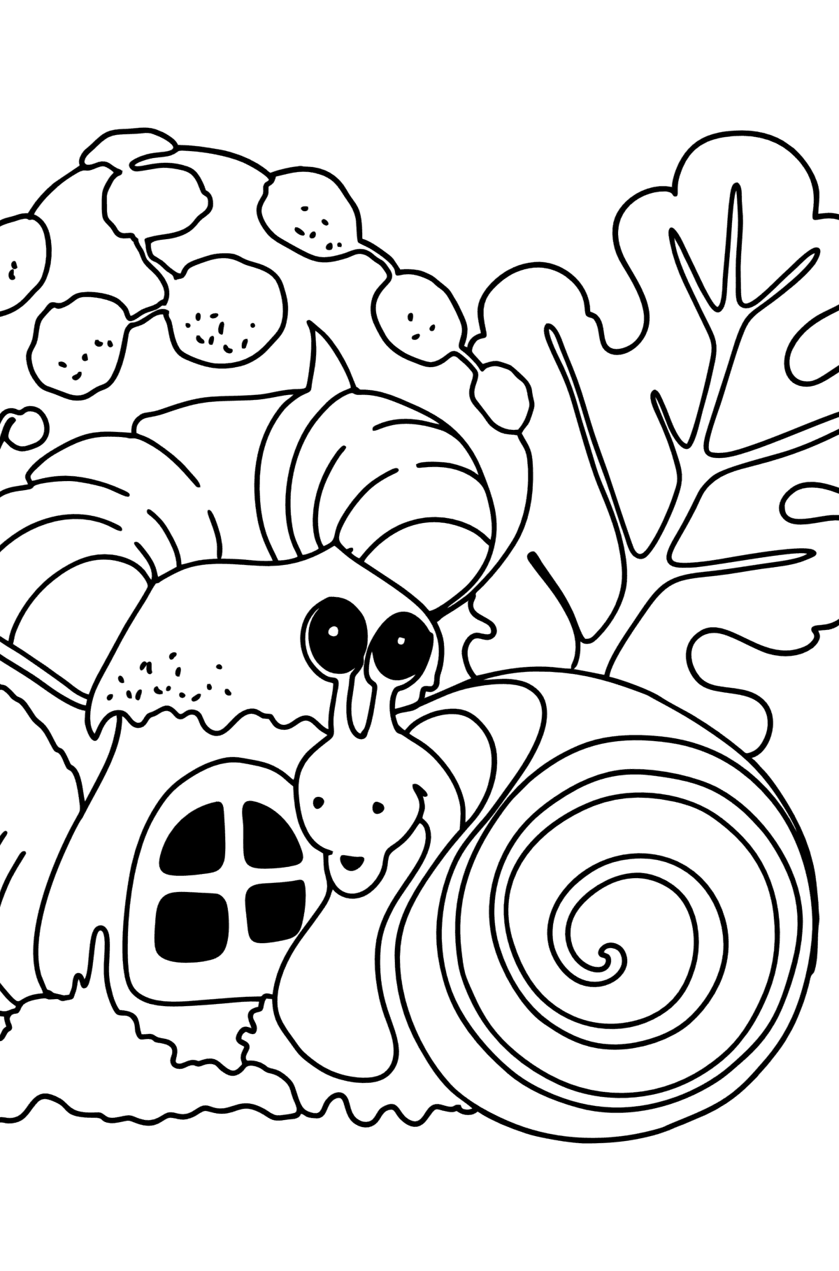 Desen de colorat agaric de melc și muscă - Desene de colorat pentru copii