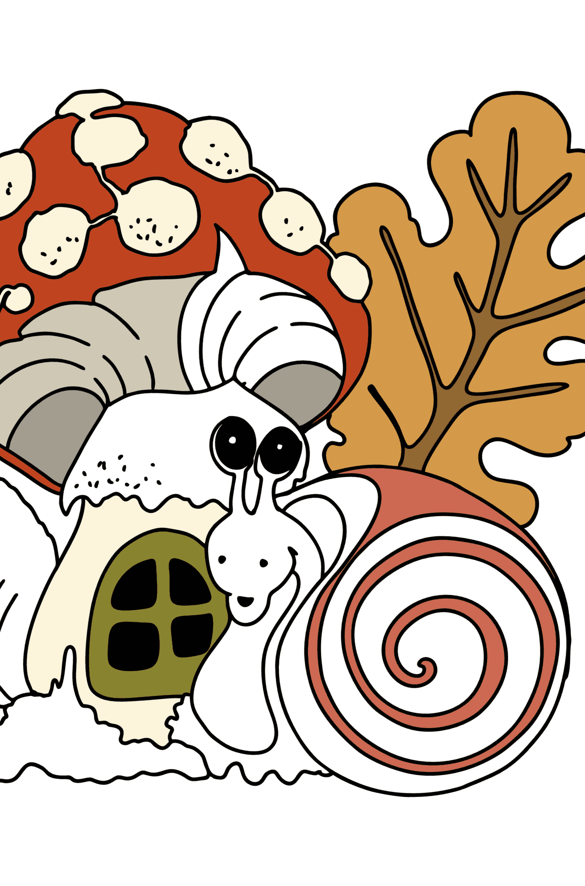 Snail and Amanita coloring page - Coloring Pages for Kids