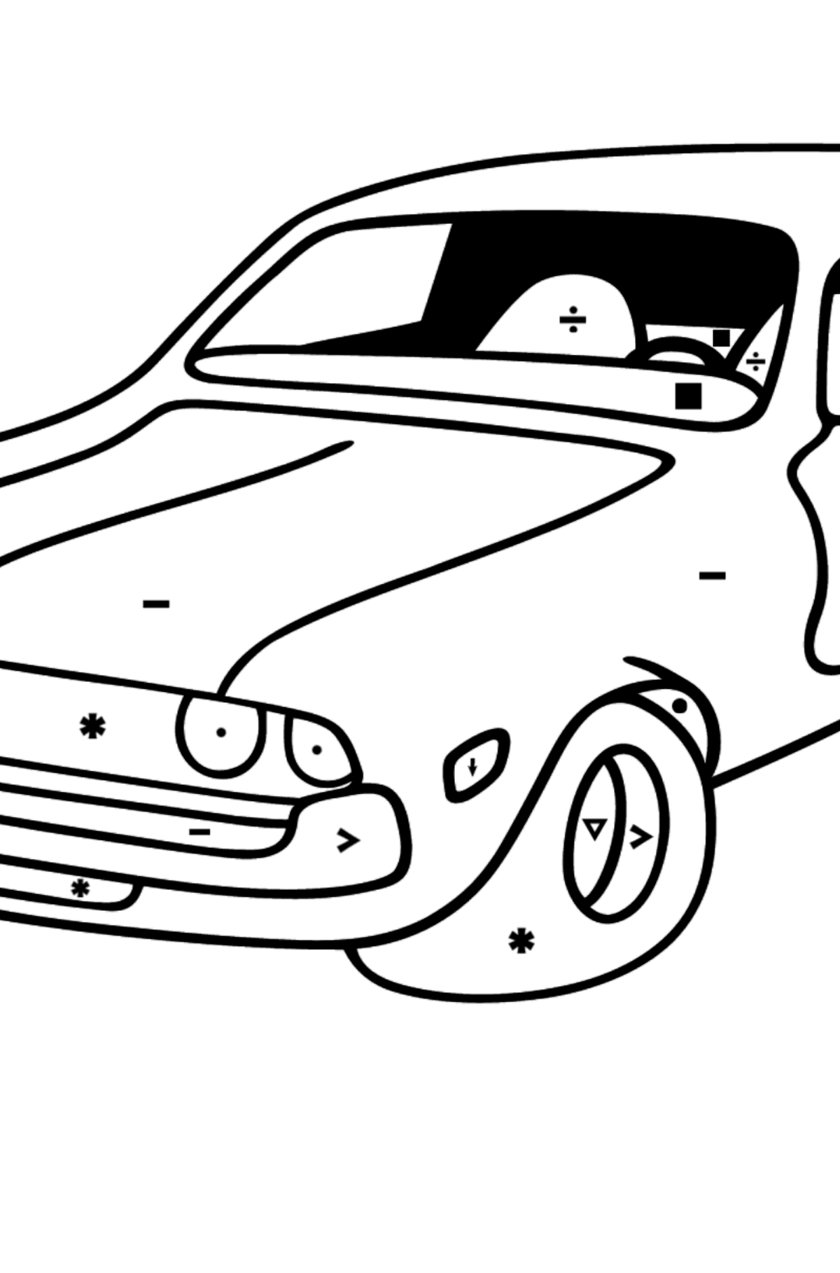 Chevrolet gray car coloring page - Coloring by Symbols for Kids