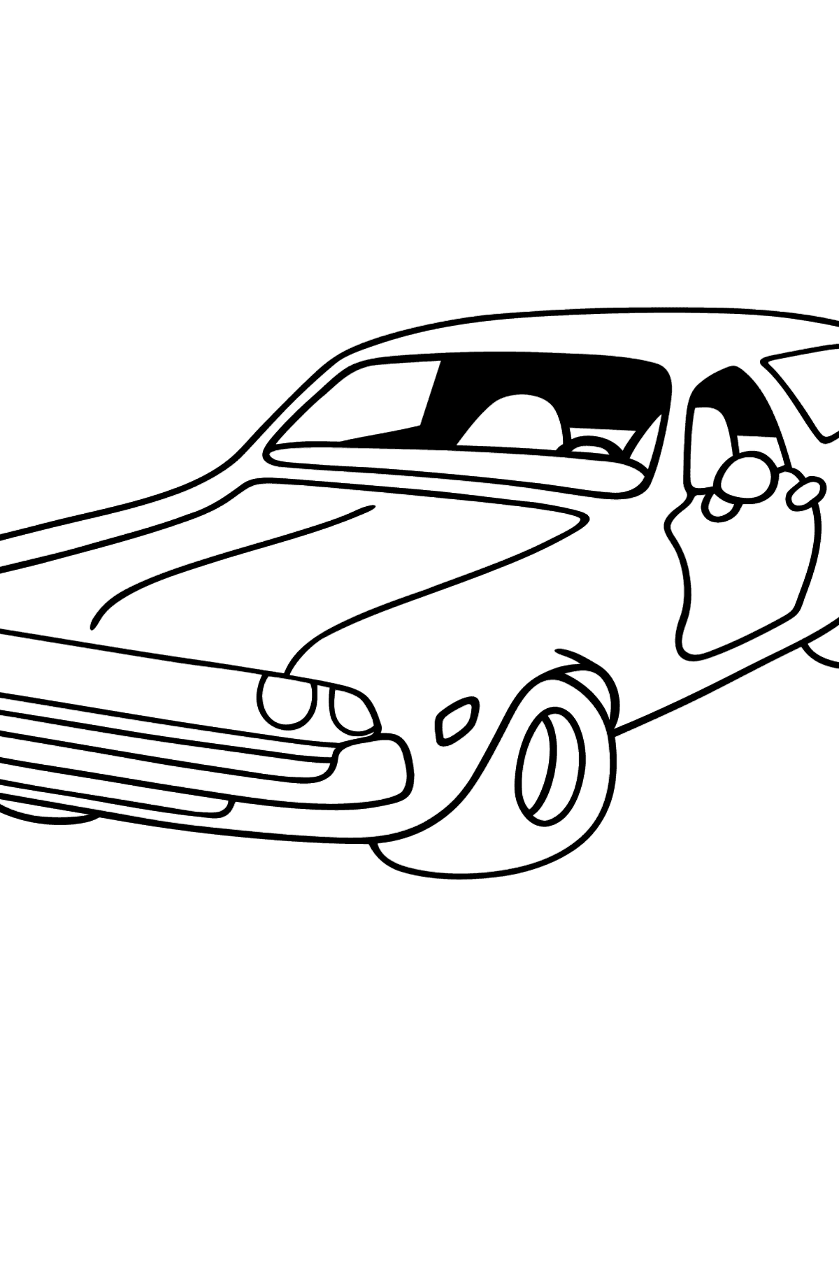 Tegning til farvning grim bil - Tegninger til farvelægning for børn