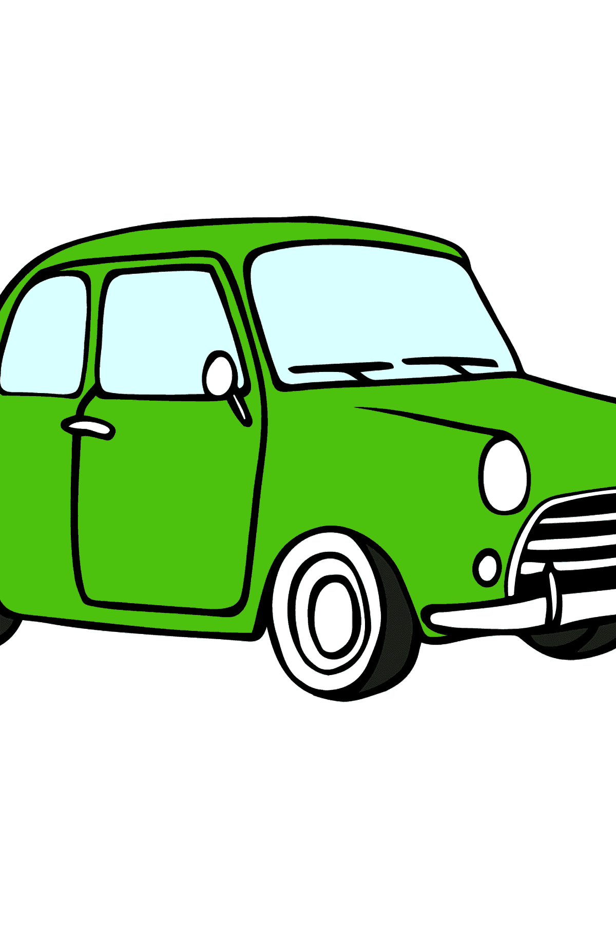 Fiat 600 coloring page (green car) - Coloring Pages for Kids