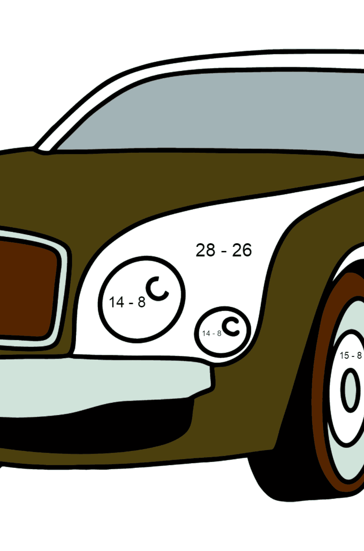 Desenhos para colorir do carro Bentley - Colorindo com Matemática - Subtração para Crianças