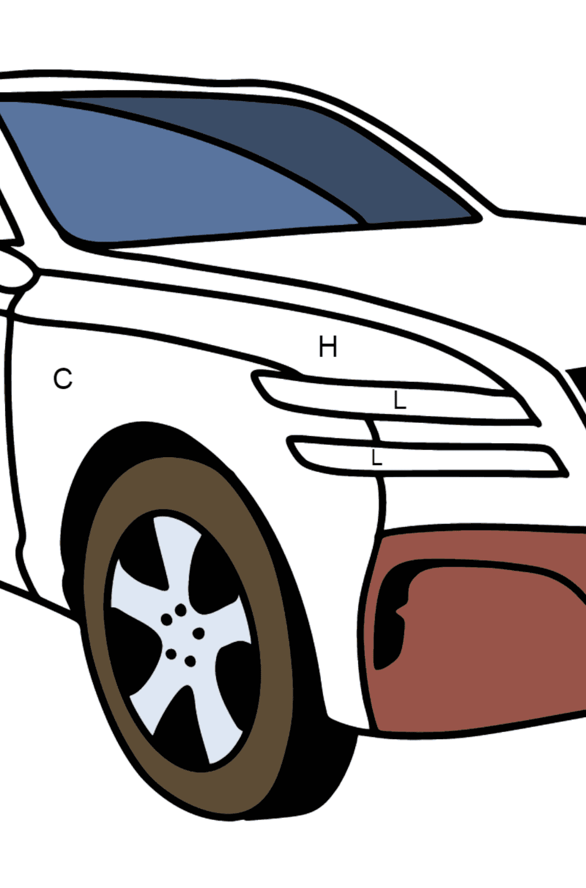 Genesis car coloring page - Coloring by Letters for Kids