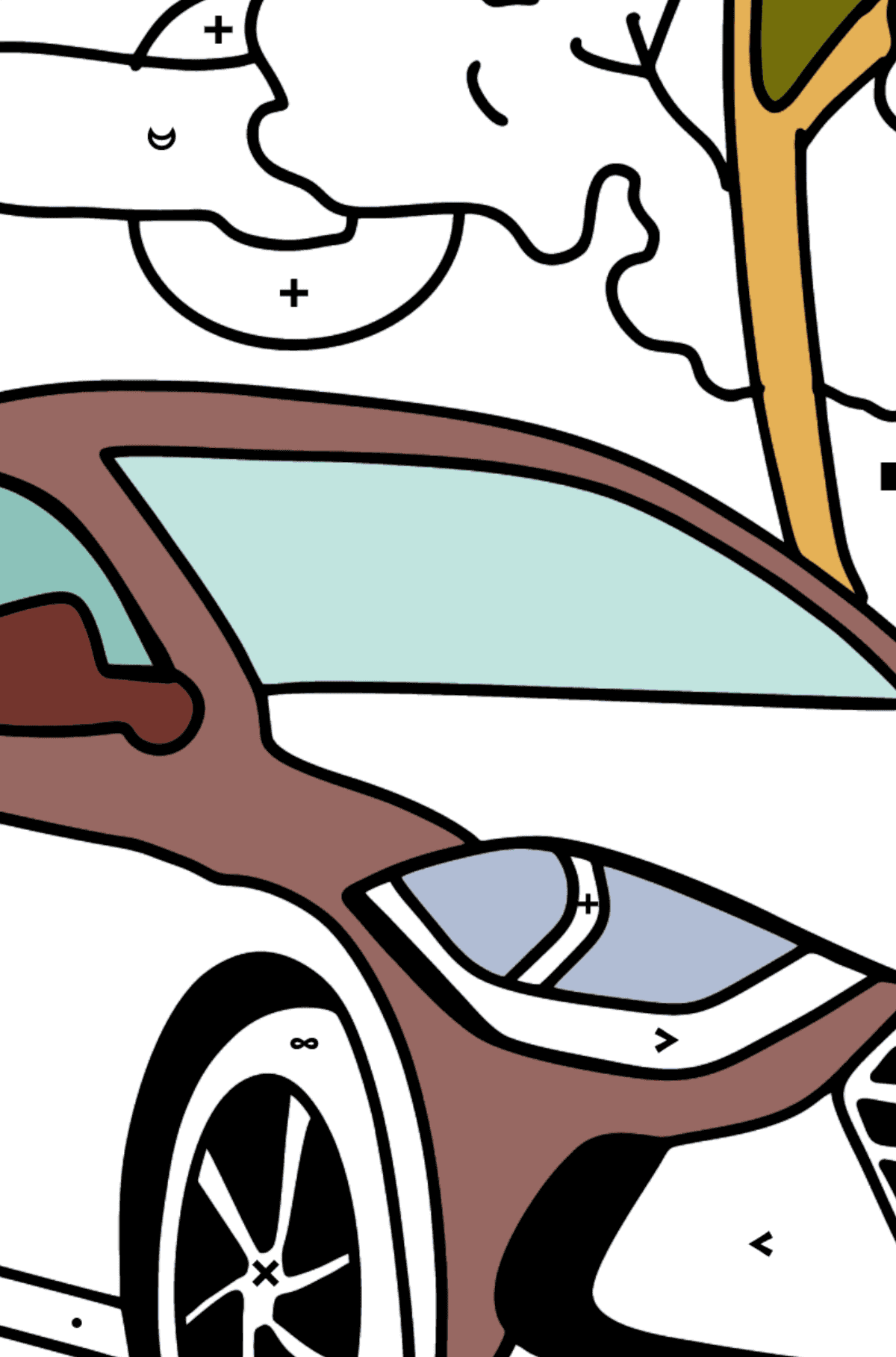 Coloriage de voiture Hyundai - Coloriage par Symboles pour les Enfants