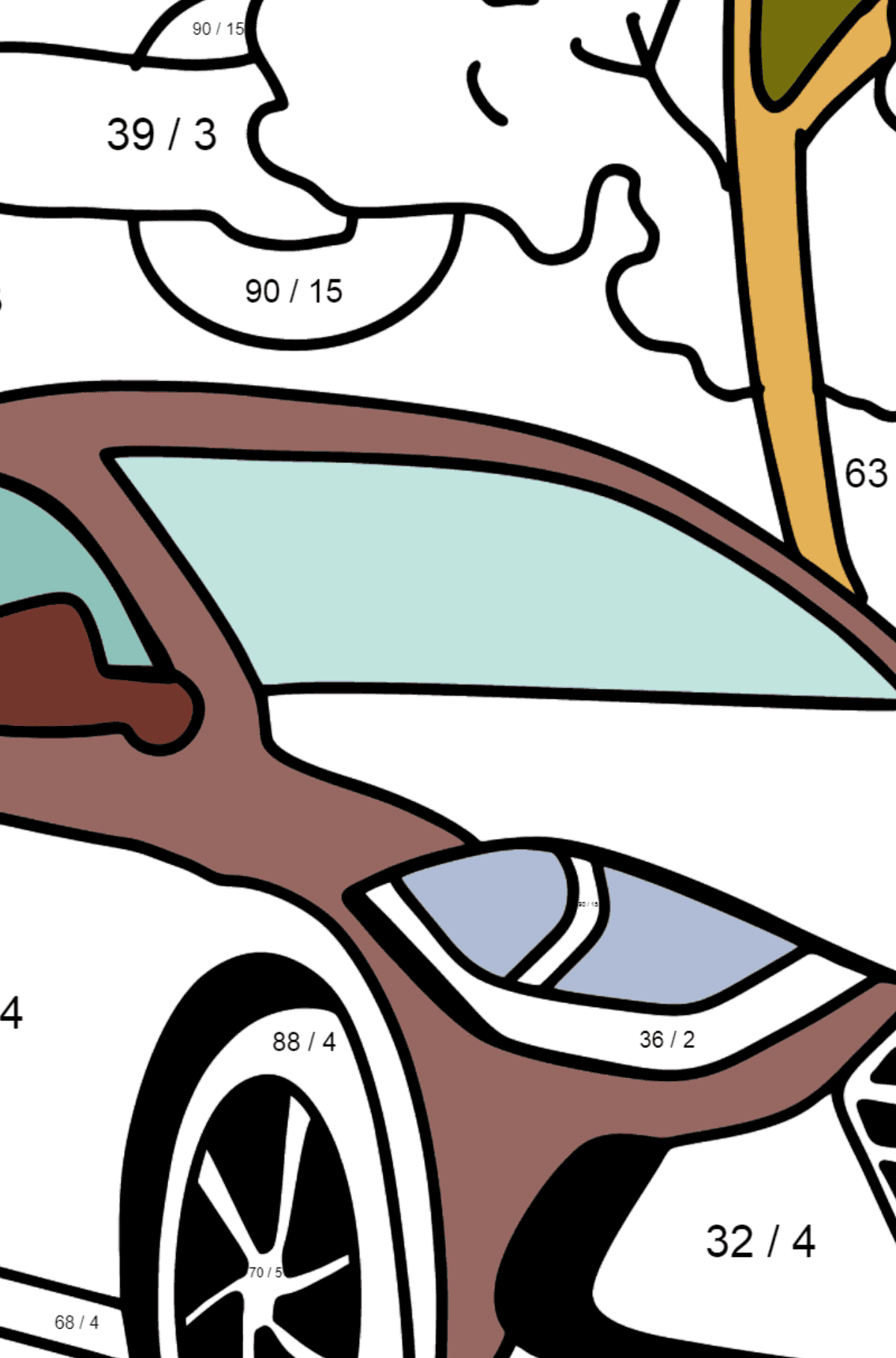 Coloriage de voiture Hyundai - Coloriage Magique Division pour les Enfants