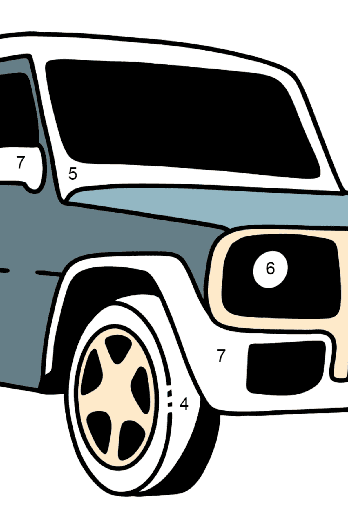 Mercedes-Benz G-Class SUV coloring page - Coloring by Numbers for Kids