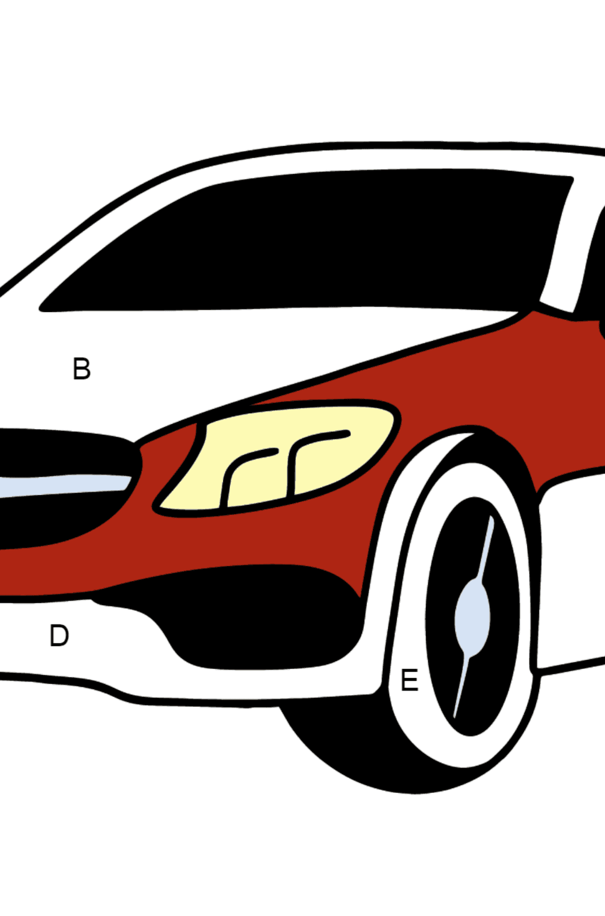 Mercedes C63 AMG car coloring page - Coloring by Letters for Kids