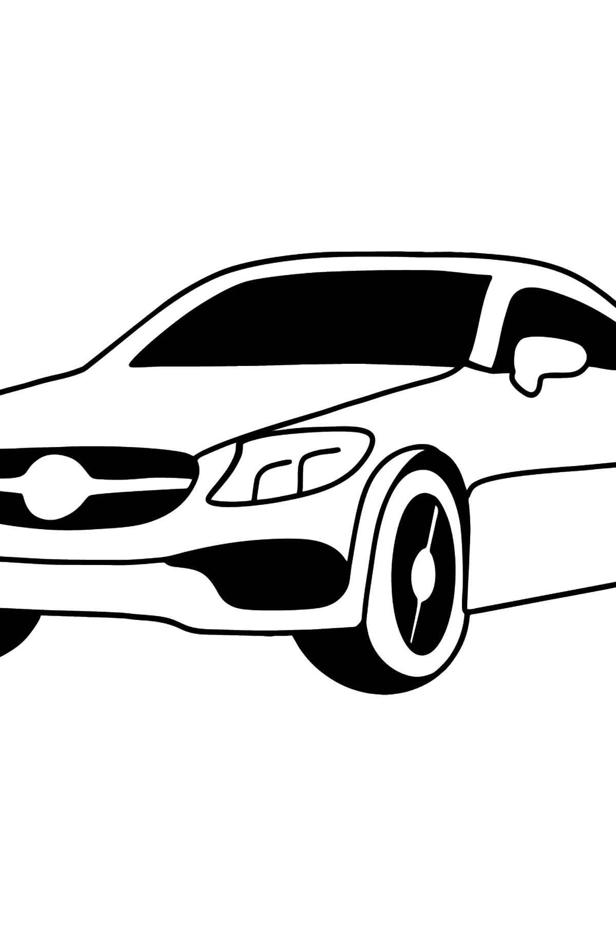 Tegning til farvning bil Mercedes C63 AMG - Tegninger til farvelægning for børn