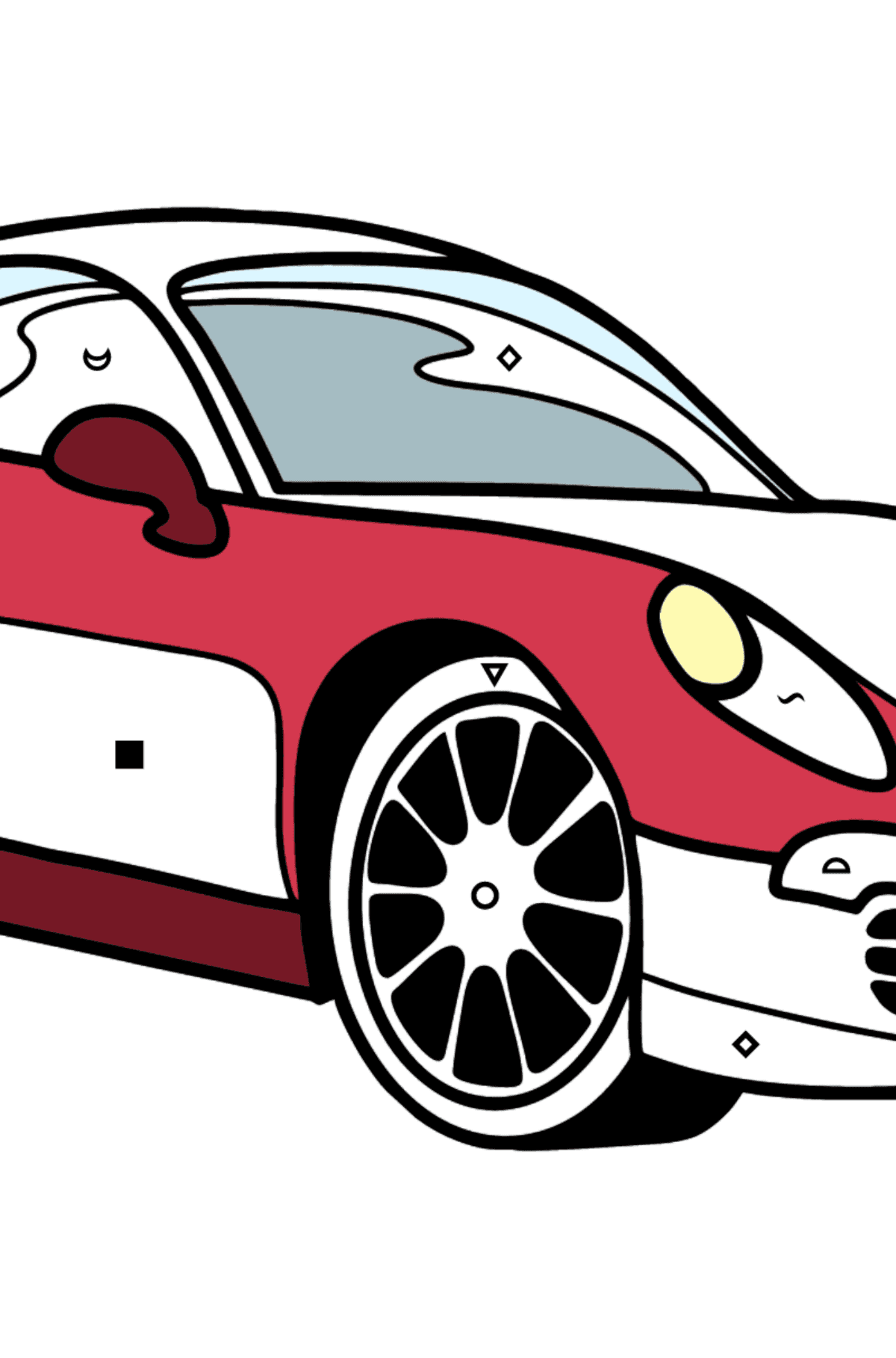 Porsche Cayman Sports Car coloring page - Coloring by Symbols and Geometric Shapes for Kids