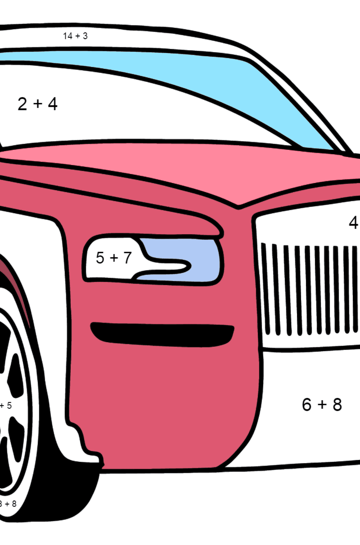 Rolls Royce Cullinan Car coloring page - Math Coloring - Addition for Kids