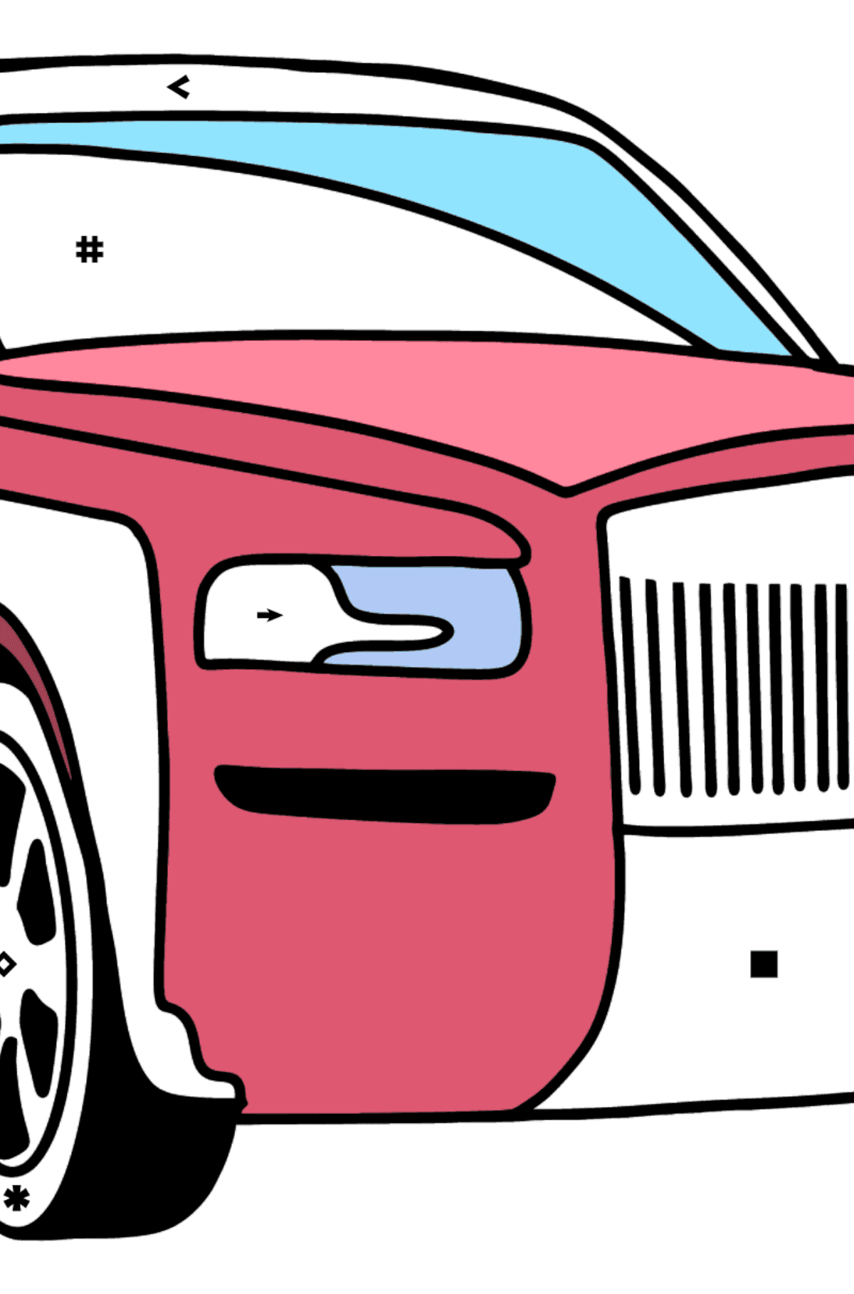Kolorowanka Samochód Rolls Royce - Kolorowanie według symboli dla dzieci