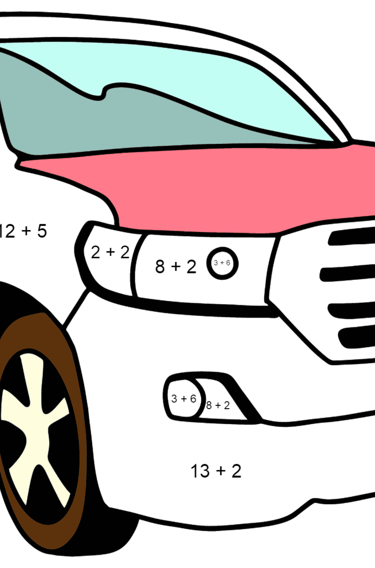 Раскраска Машина Toyota Land Cruiser - На Сложение для Детей