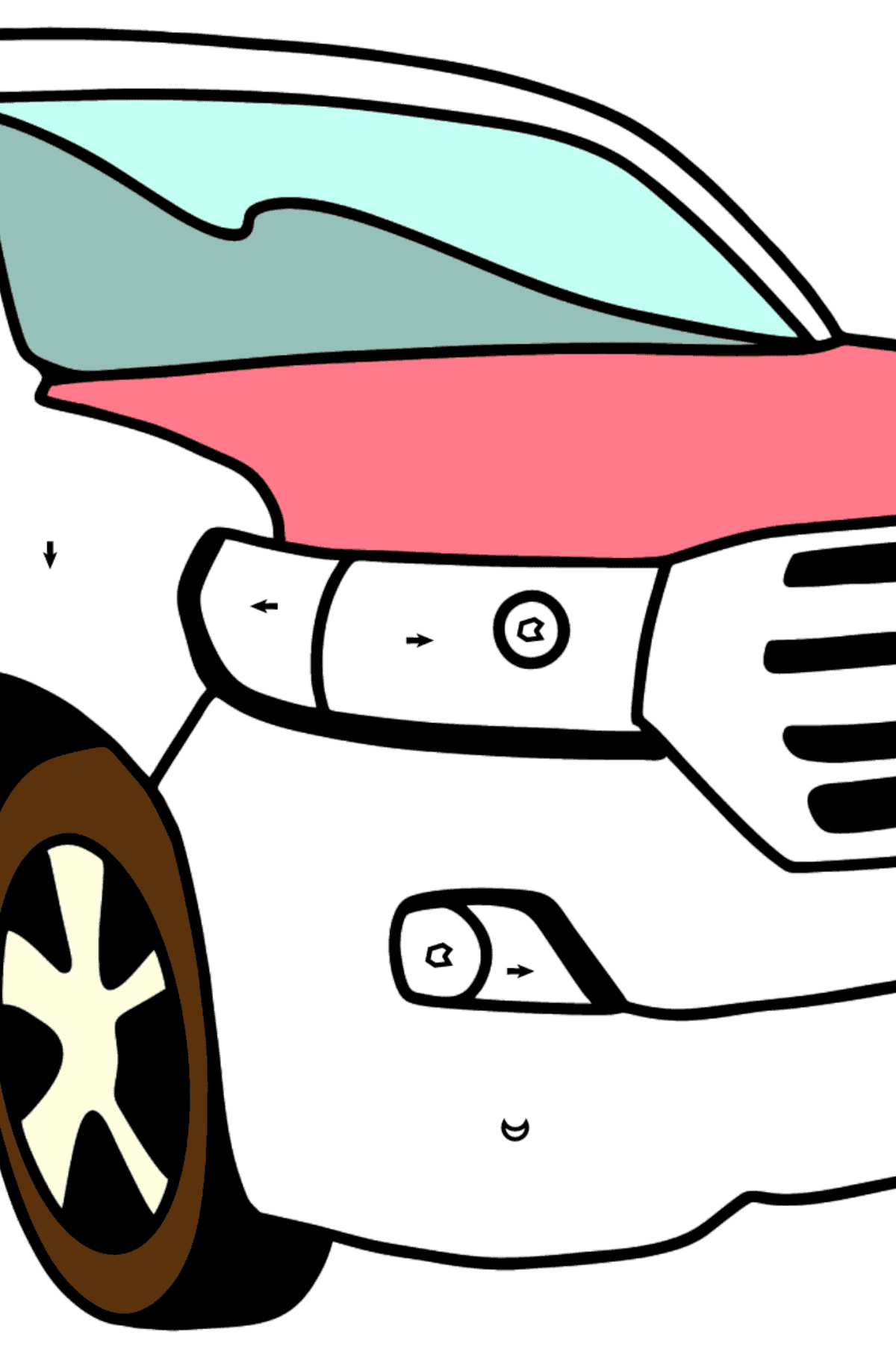 Toyota Land Cruiser Car coloring page - Coloring by Symbols and Geometric Shapes for Kids