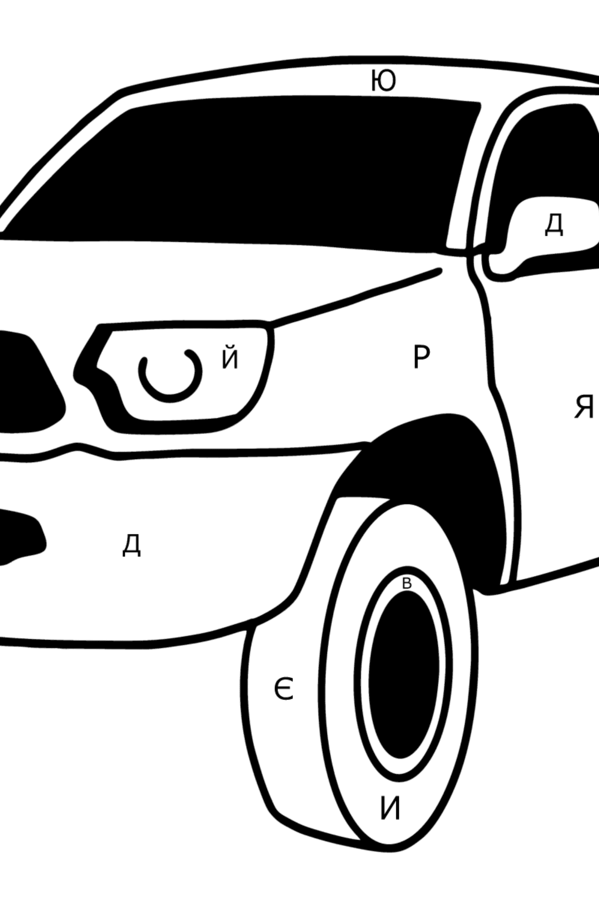 Розмальовка Пікап Toyota Tacoma - Розмальовки за літерами для дітей