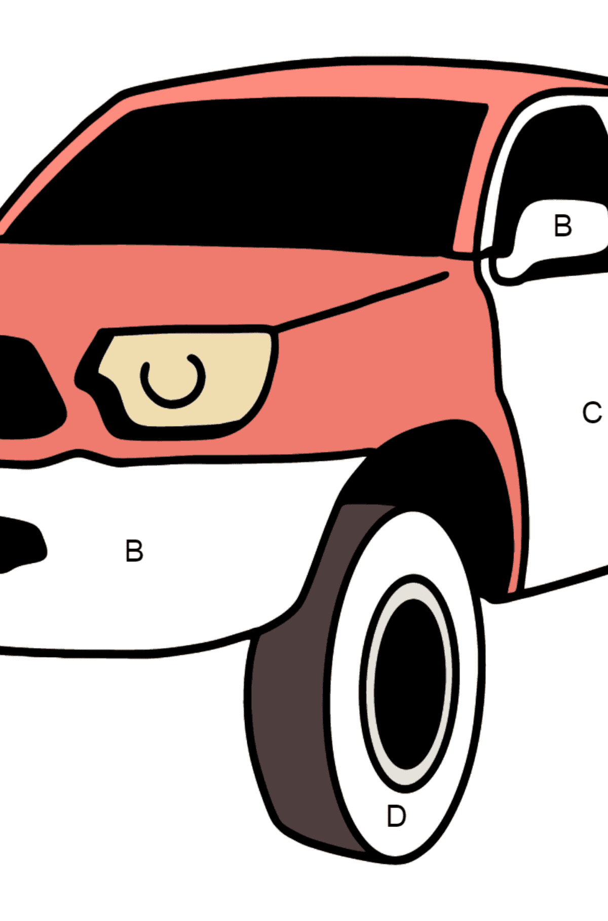Coloriage - Toyota Tacoma Pickup - Coloriage par Lettres pour les Enfants