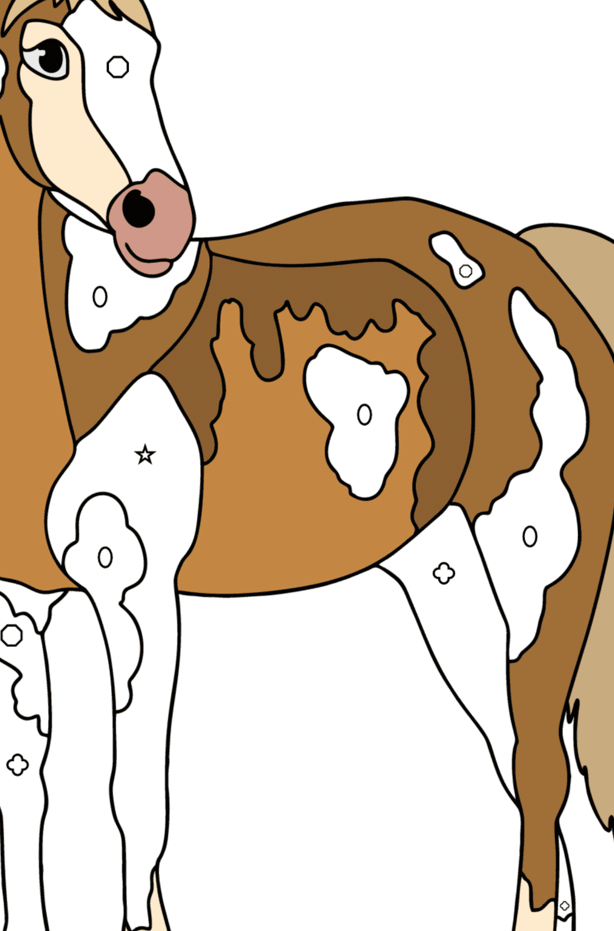Coloriage Cheval déquitation américain - Coloriage par Formes Géométriques pour les Enfants