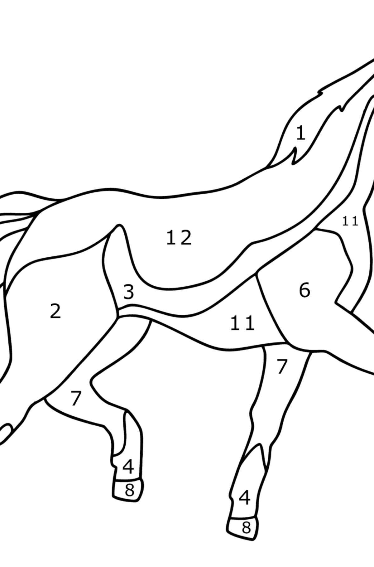 Målarbild Anglo arabisk häst - Färgläggning efter nummer För barn