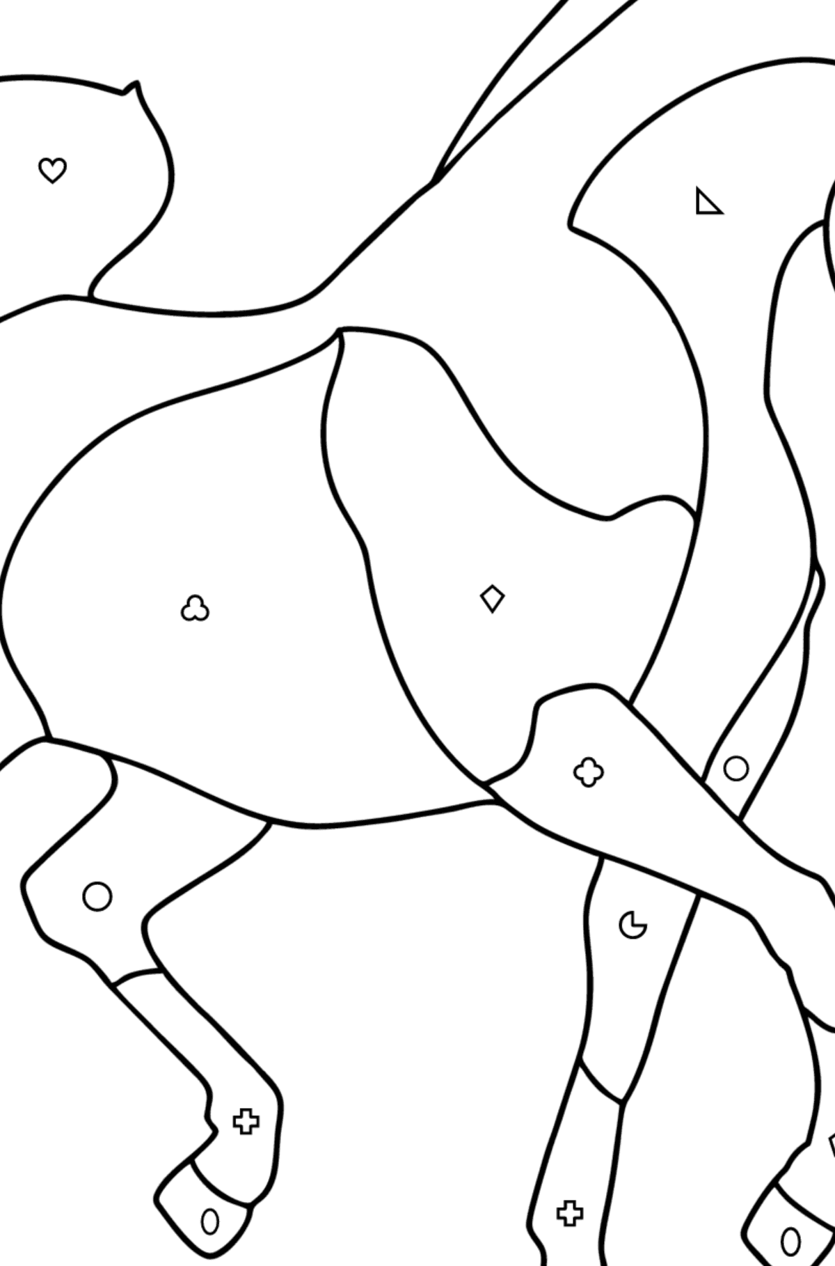 Mewarnai gambar Kuda arab - Pewarnaan mengikuti Bentuk Geometris untuk anak-anak