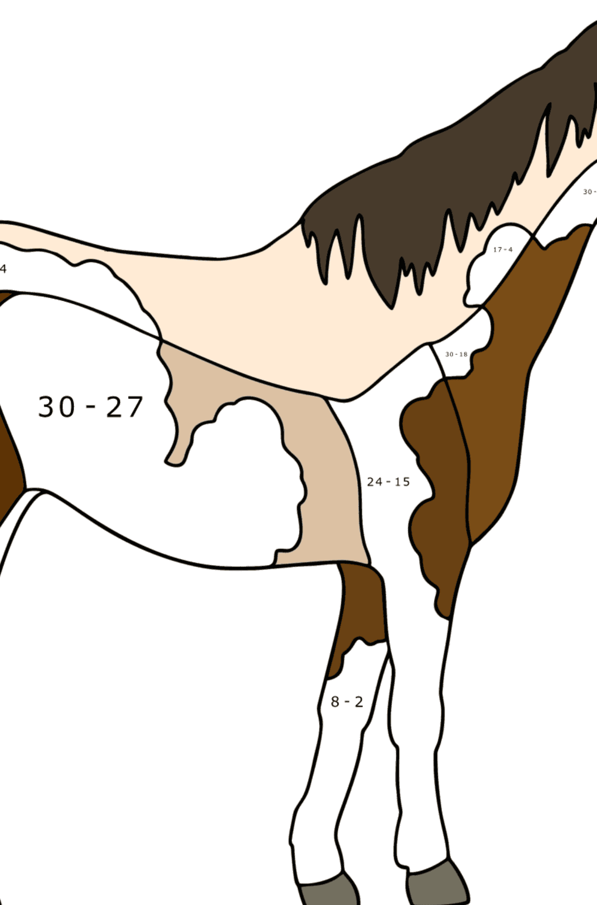 Coloriage Cheval australien - Coloriage Magique Soustraction pour les Enfants