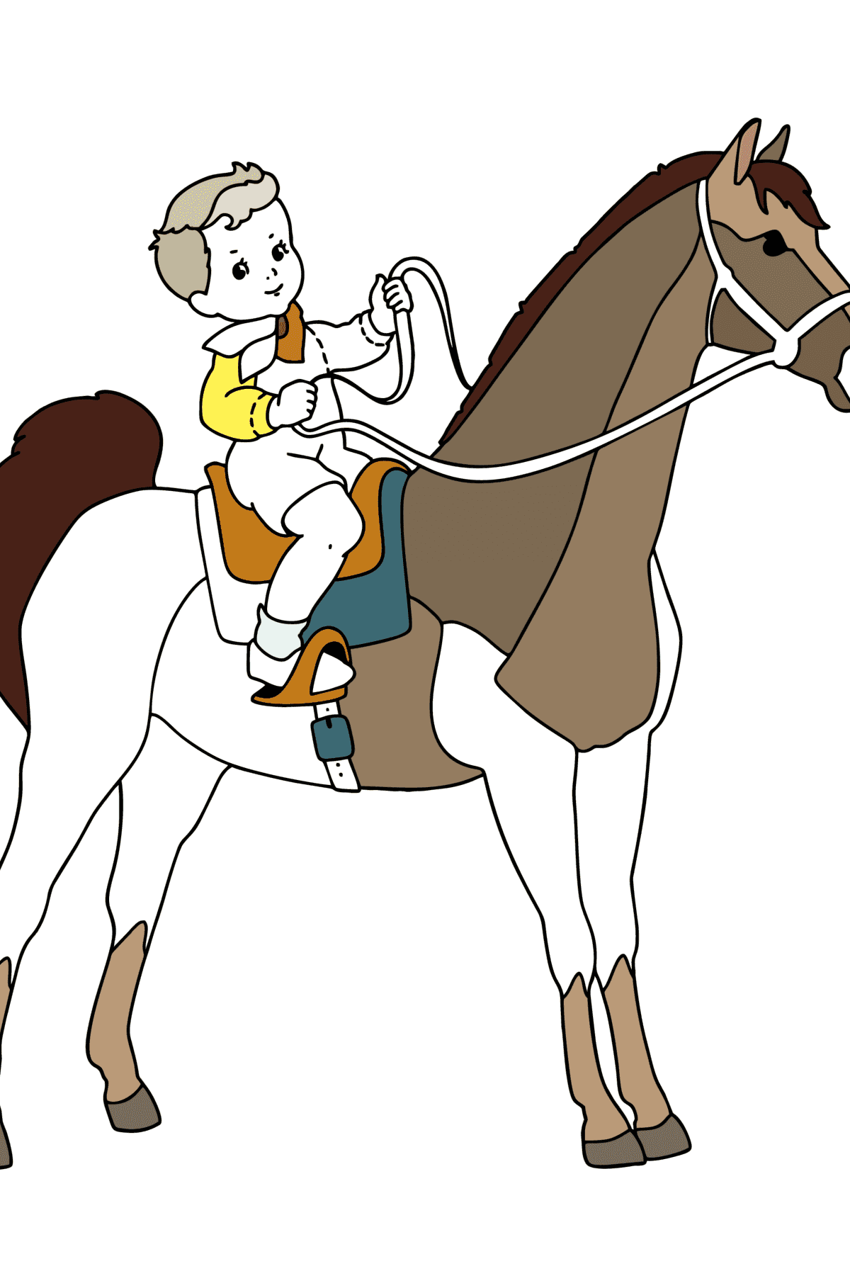Раскраска Мальчик на лошади - Картинки для Детей
