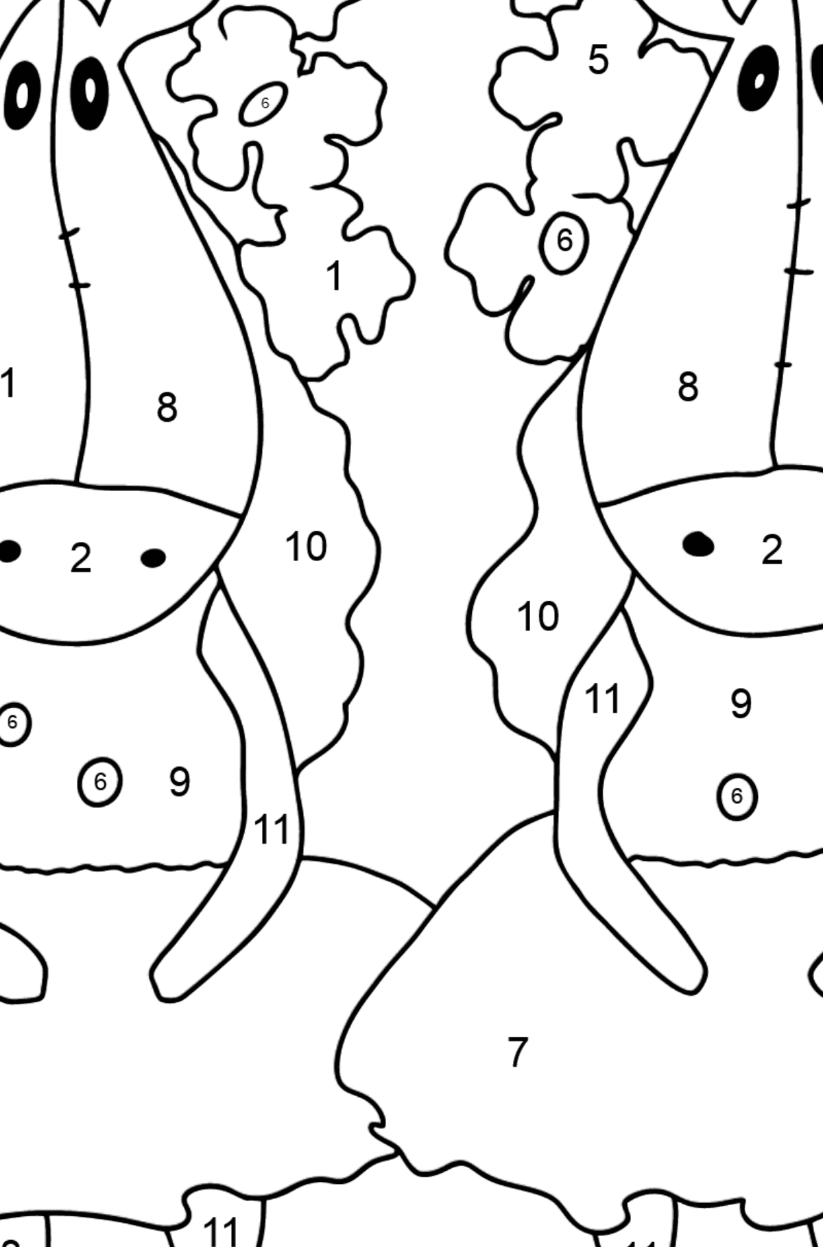 Desenho de cavalos mágicos para colorir - Colorir por Números para Crianças