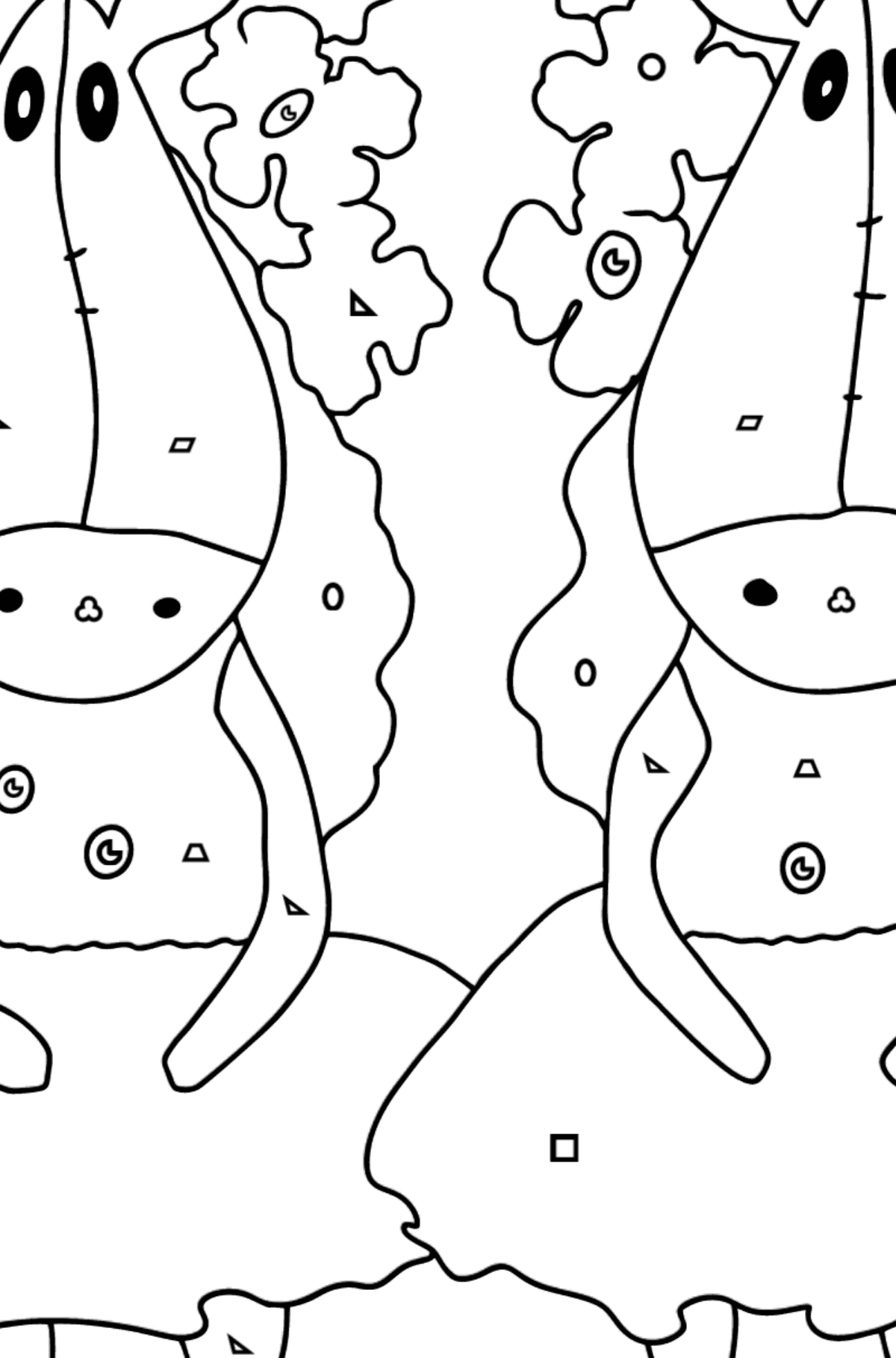 Розмальовка Мультфільмові Конячки - Розмальовки за геометричними фігурами для дітей