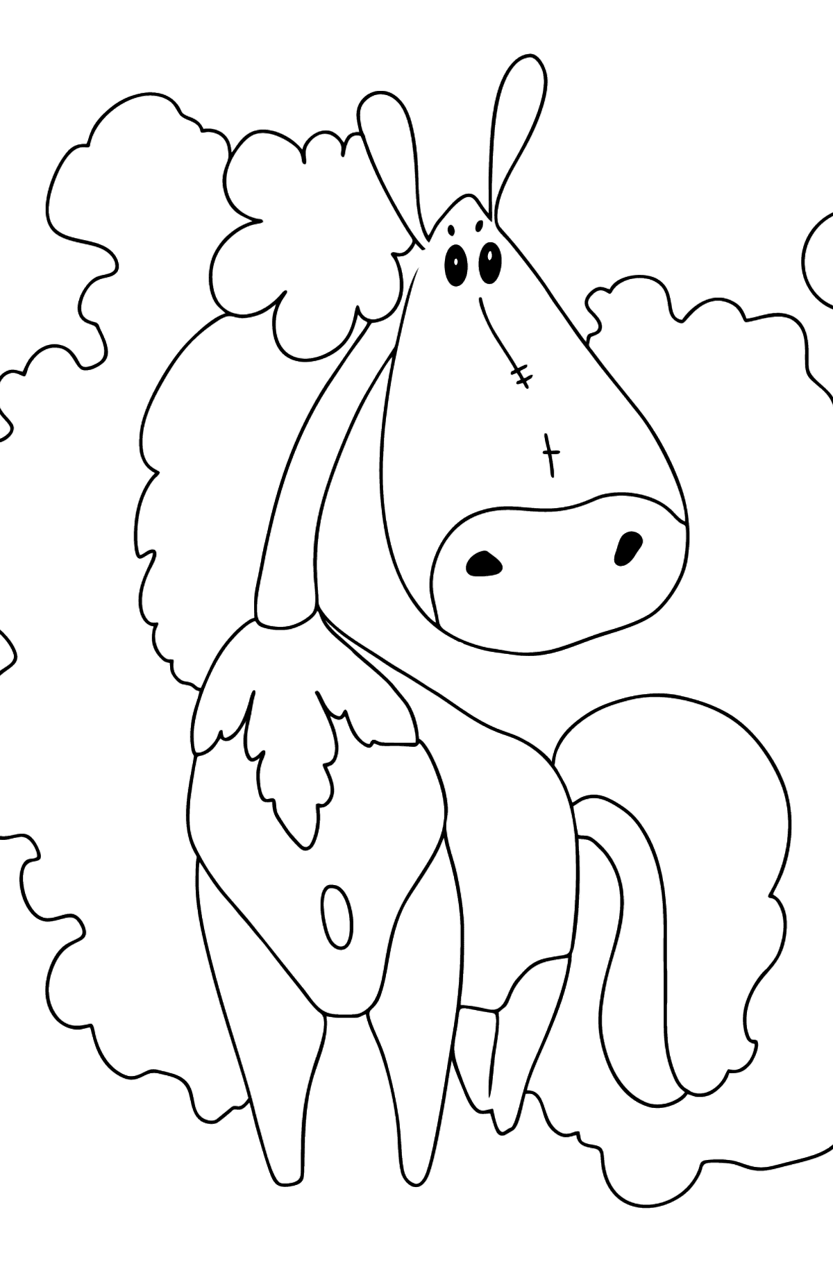 Dibujo para colorear un caballo fashionista - Dibujos para Colorear para Niños