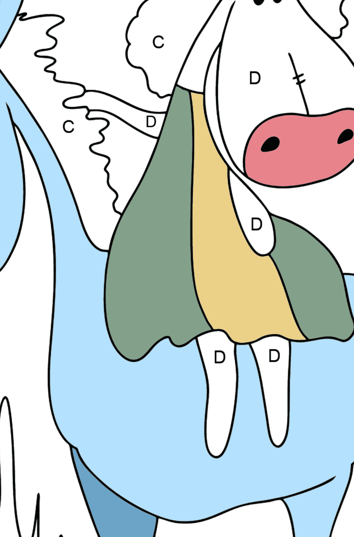 Dibujo para colorear un caballo a pasear - Colorear por Letras para Niños