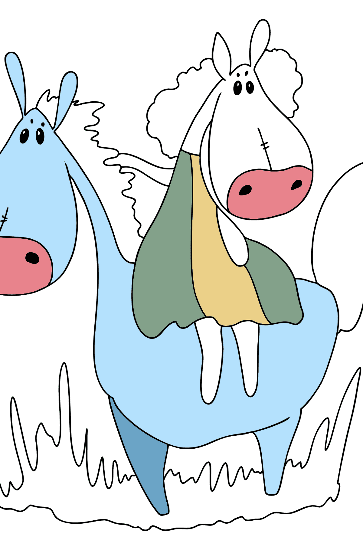Dibujo para colorear un caballo a pasear - Dibujos para Colorear para Niños