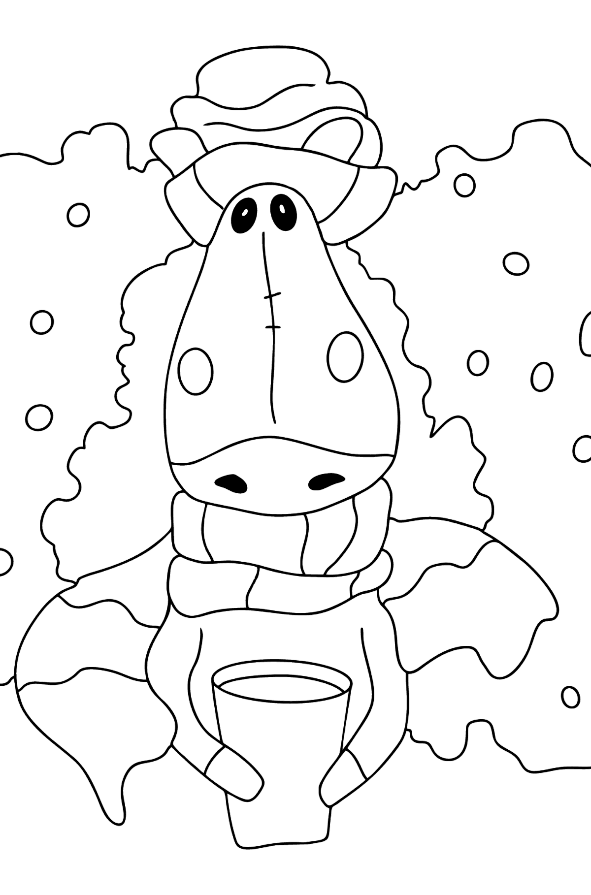Coloring page a horse in a scarf - Coloring Pages for Kids