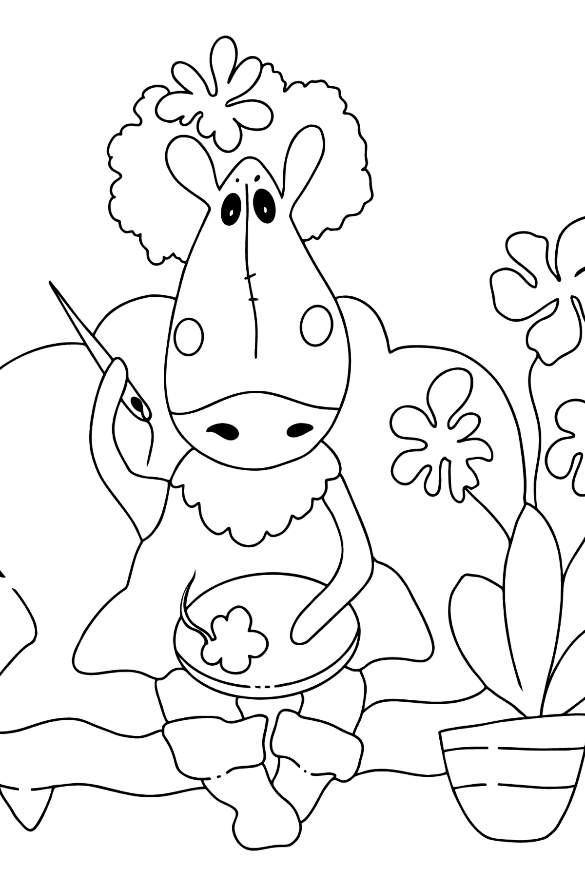 Coloring page a horse on the sofa - Coloring Pages for Kids