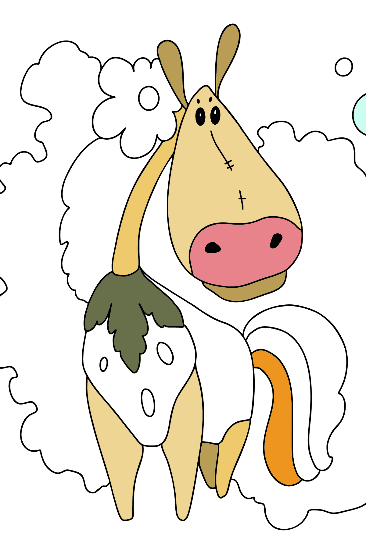 Розмальовка кінь модниці (складно) - Розмальовки для дітей