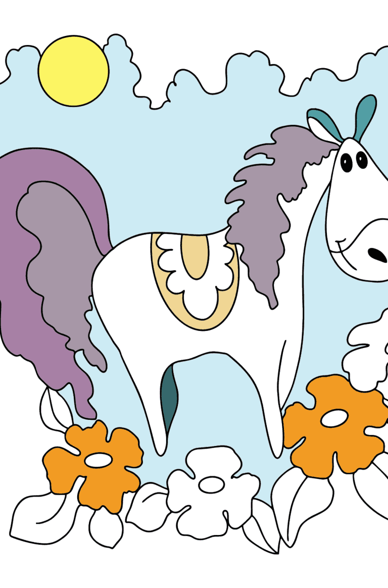 Простая Раскраска Лошадь - для детей от 2 лет ♥ Онлайн и Распечатать!